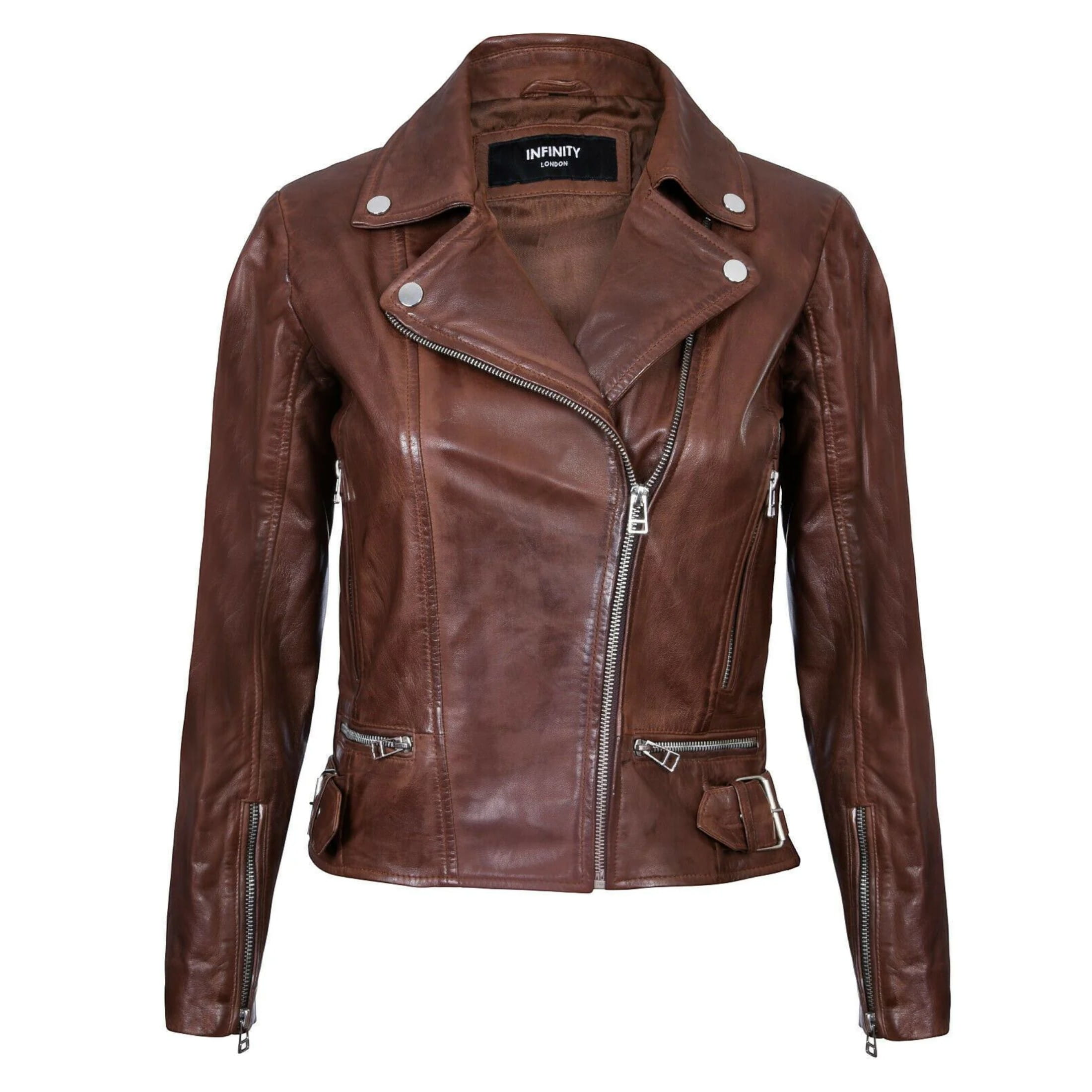Infinity Leather Men's   Brown  Leather Biker Jacket-Stockholm in Size XL, BrandAlley