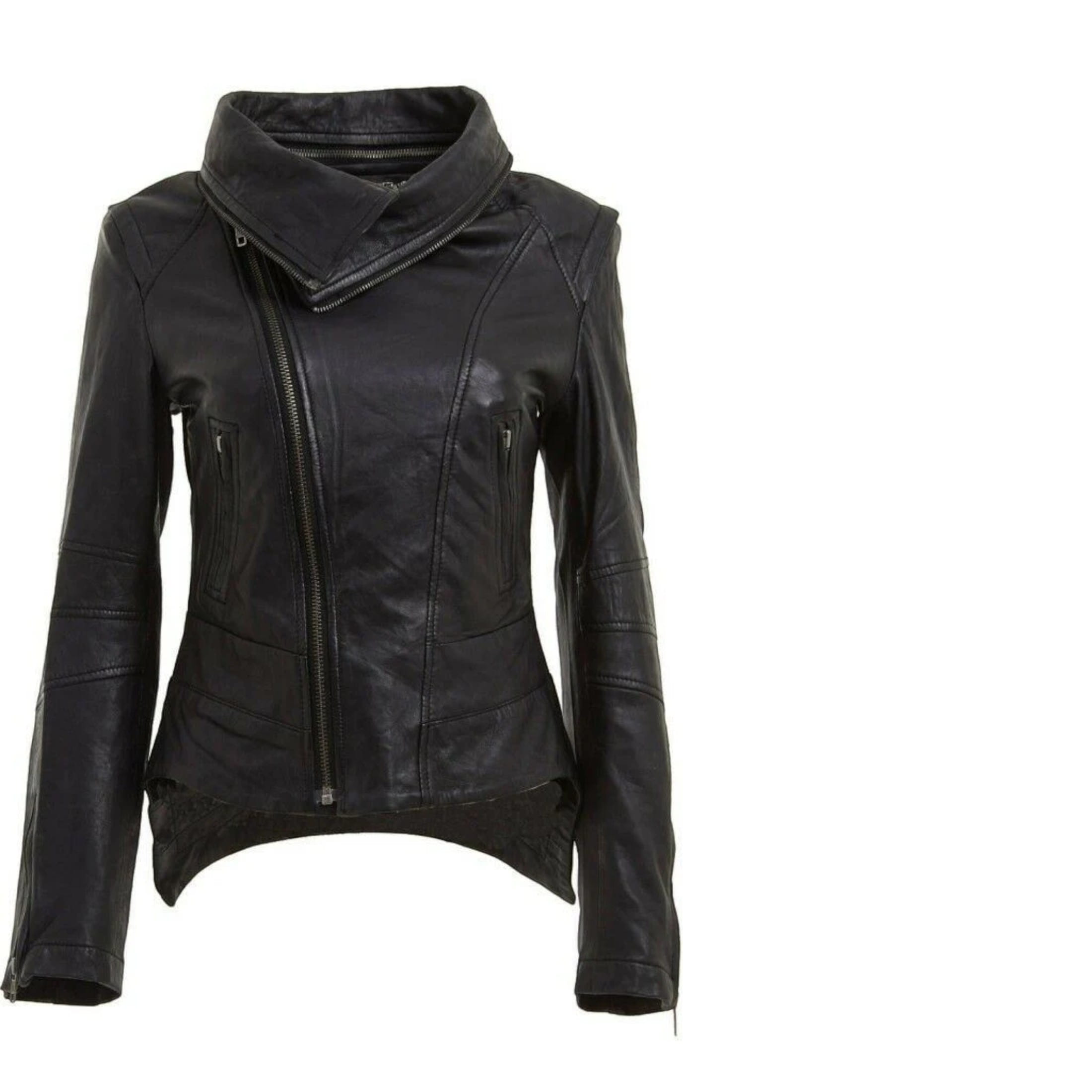 Infinity Leather Men's   Black Detachable Collar Leather Biker Jacket-Rosario in Size L, BrandAlley