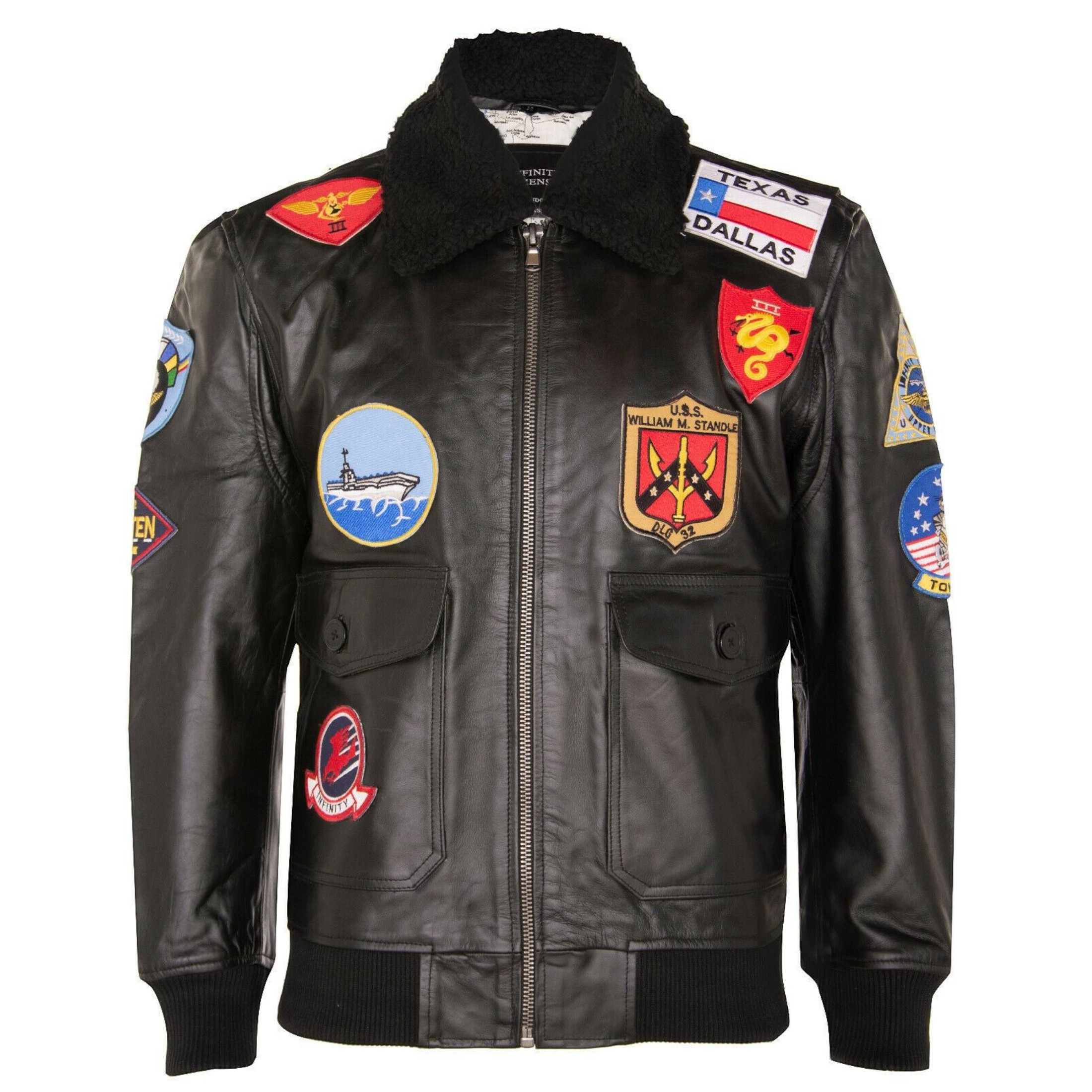 Infinity Leather Men's   Black  A2 Top Gun Leather Bomber Jacket-Camborne in Size XS, BrandAlley