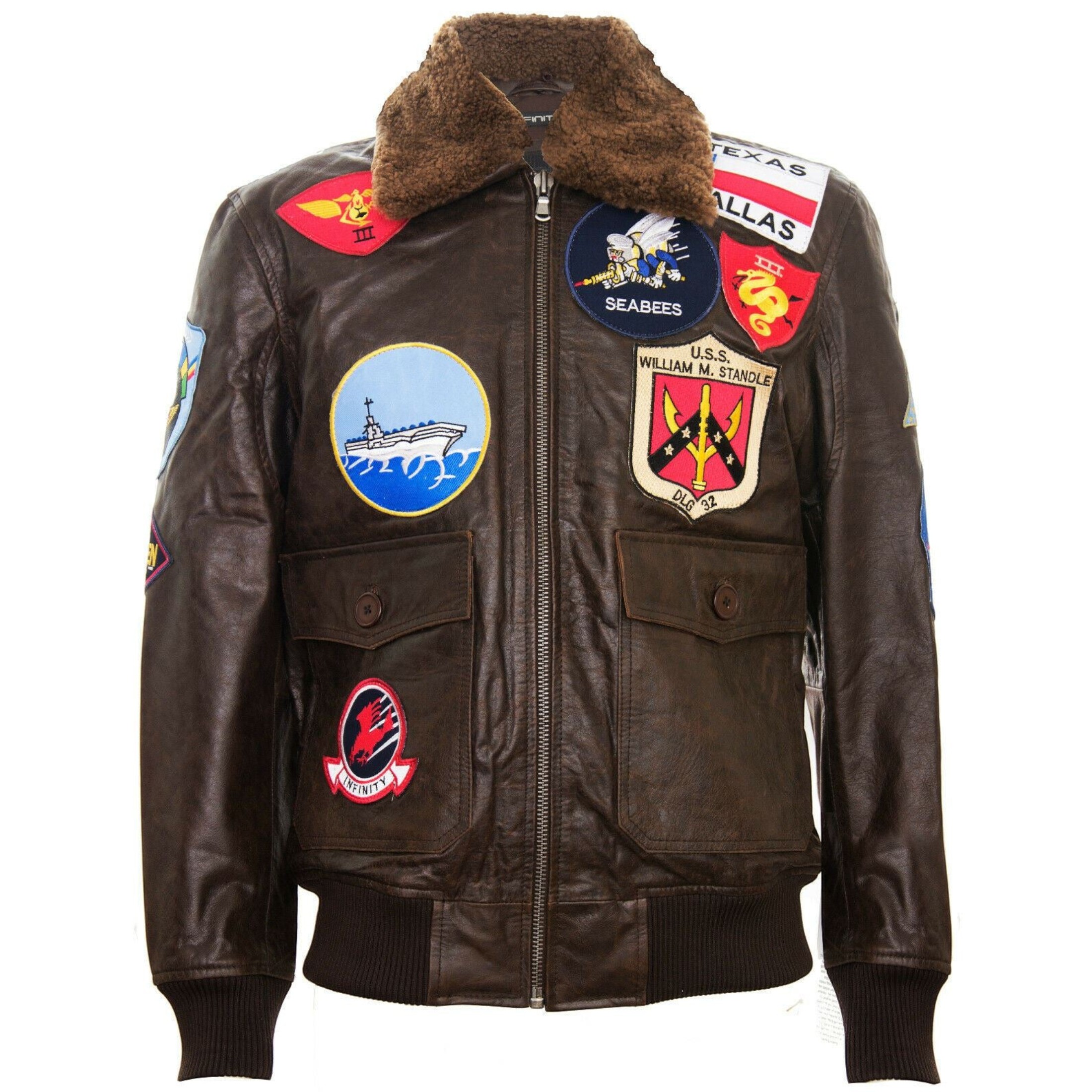 Infinity Leather Men's   Brown  A2 Top Gun Leather Bomber Jacket-Camborne in Size S, BrandAlley