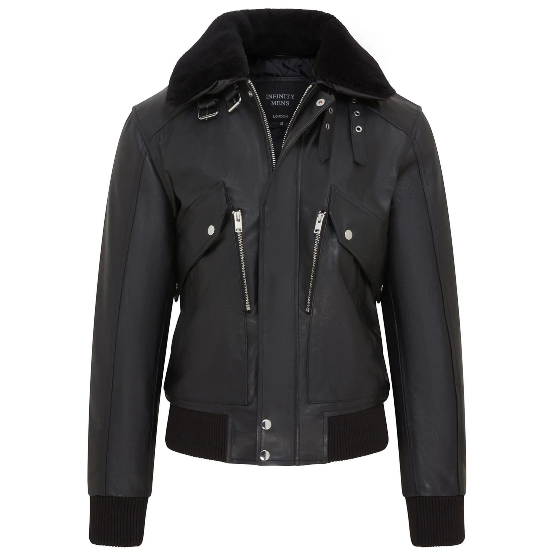 Infinity Leather Men's   Black  Air Force A2 Usaf Aviator Bomber Leather Cowhide Jacket in Size 3XL, BrandAlley