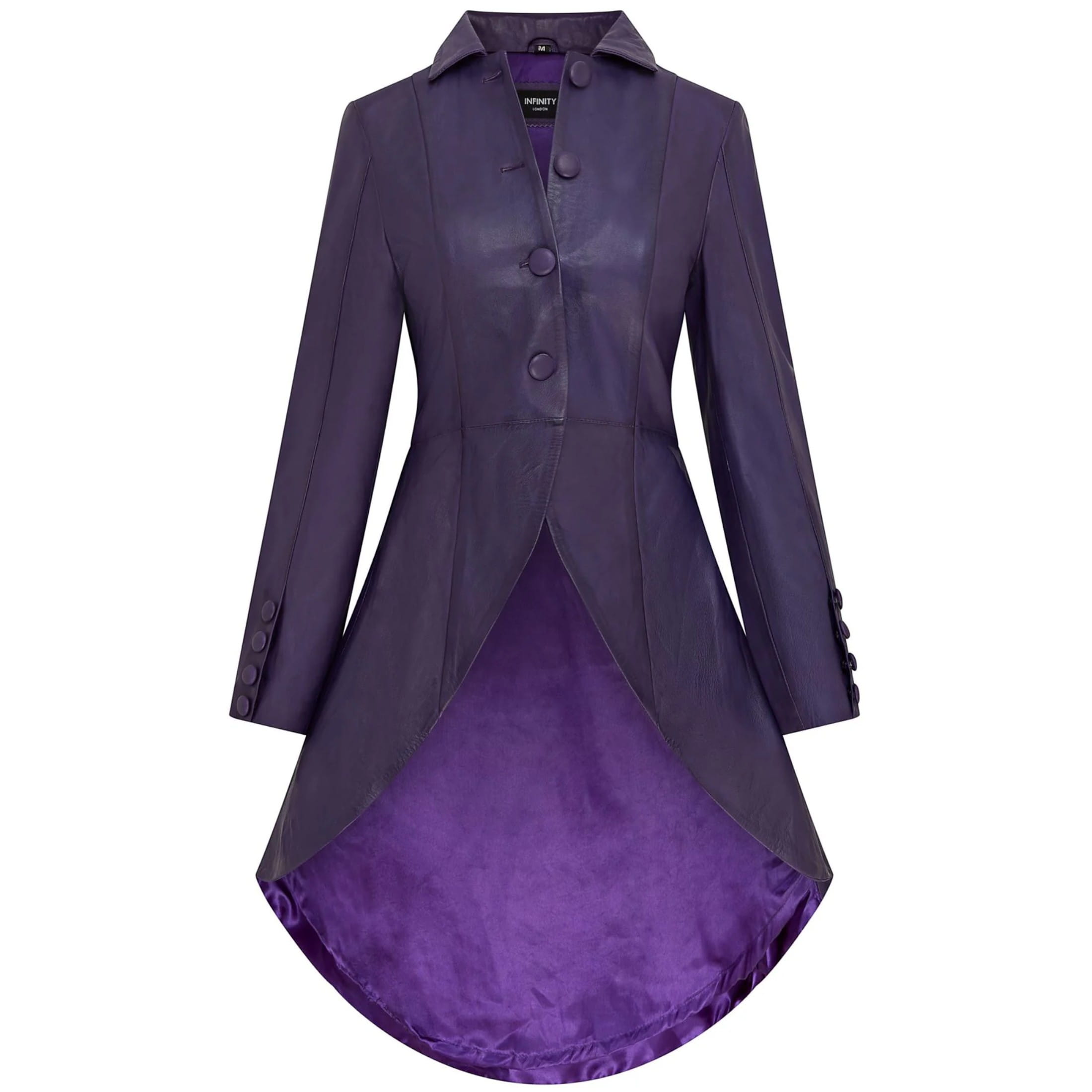 Infinity Leather Women's   Purple Plum Gothic Full Length Leather Coat Victorian Flare Goth Punk in Size 4XL, BrandAlley