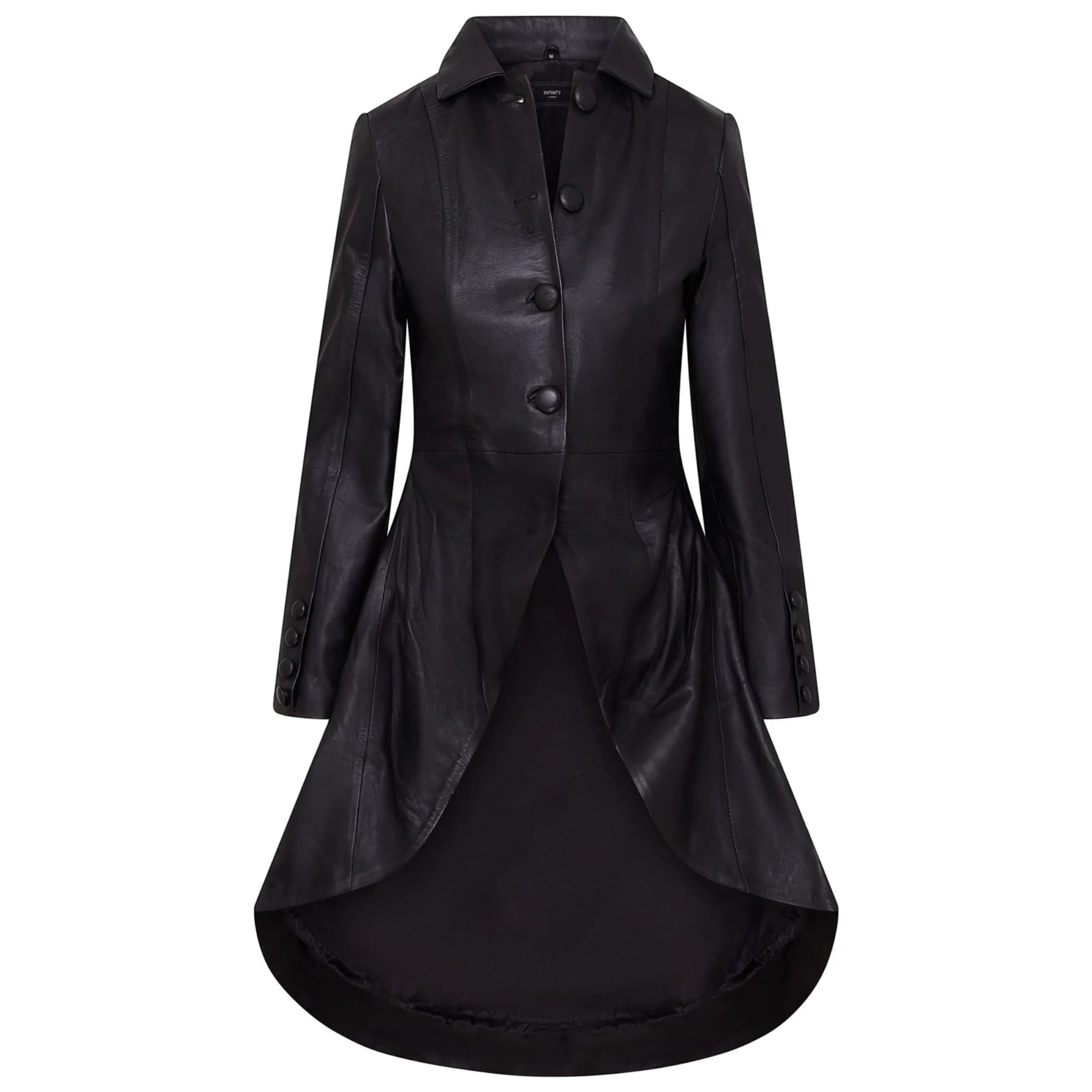 Infinity Leather Women's   Black Gothic Full Length Leather Coat Victorian Flare Goth Punk in Size 4XL, BrandAlley