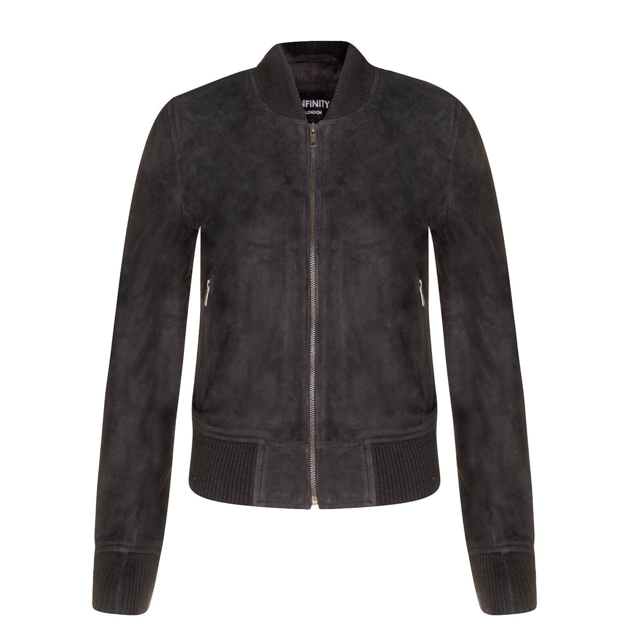 Infinity Leather Women's   Black Ma-1 Suede Bomber Jacket-Arnhem in Size 5XL, BrandAlley