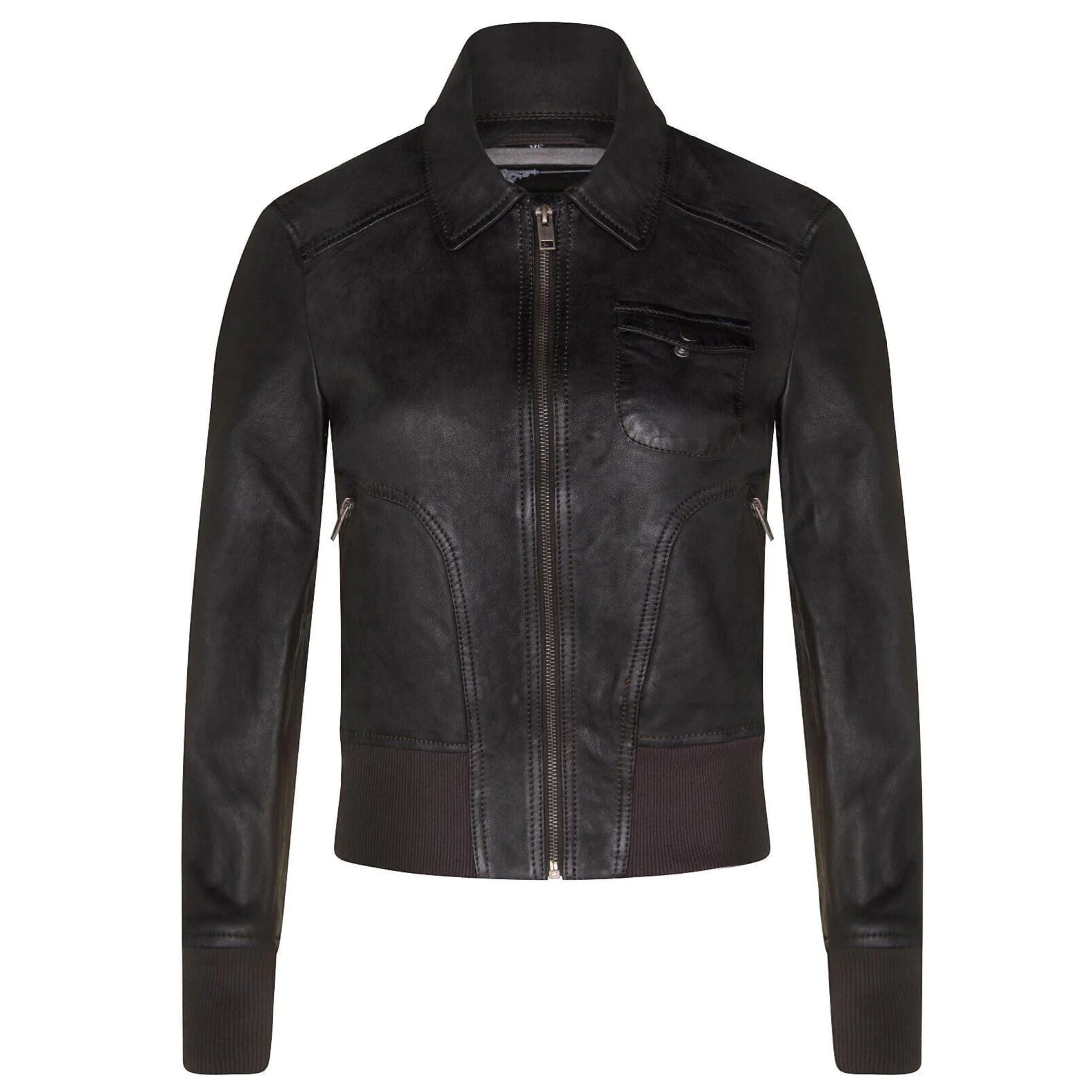 Infinity Leather Women's   Grey Leather MA-1 Varsity Jacket-Ann Arbor in Size 2XL, BrandAlley