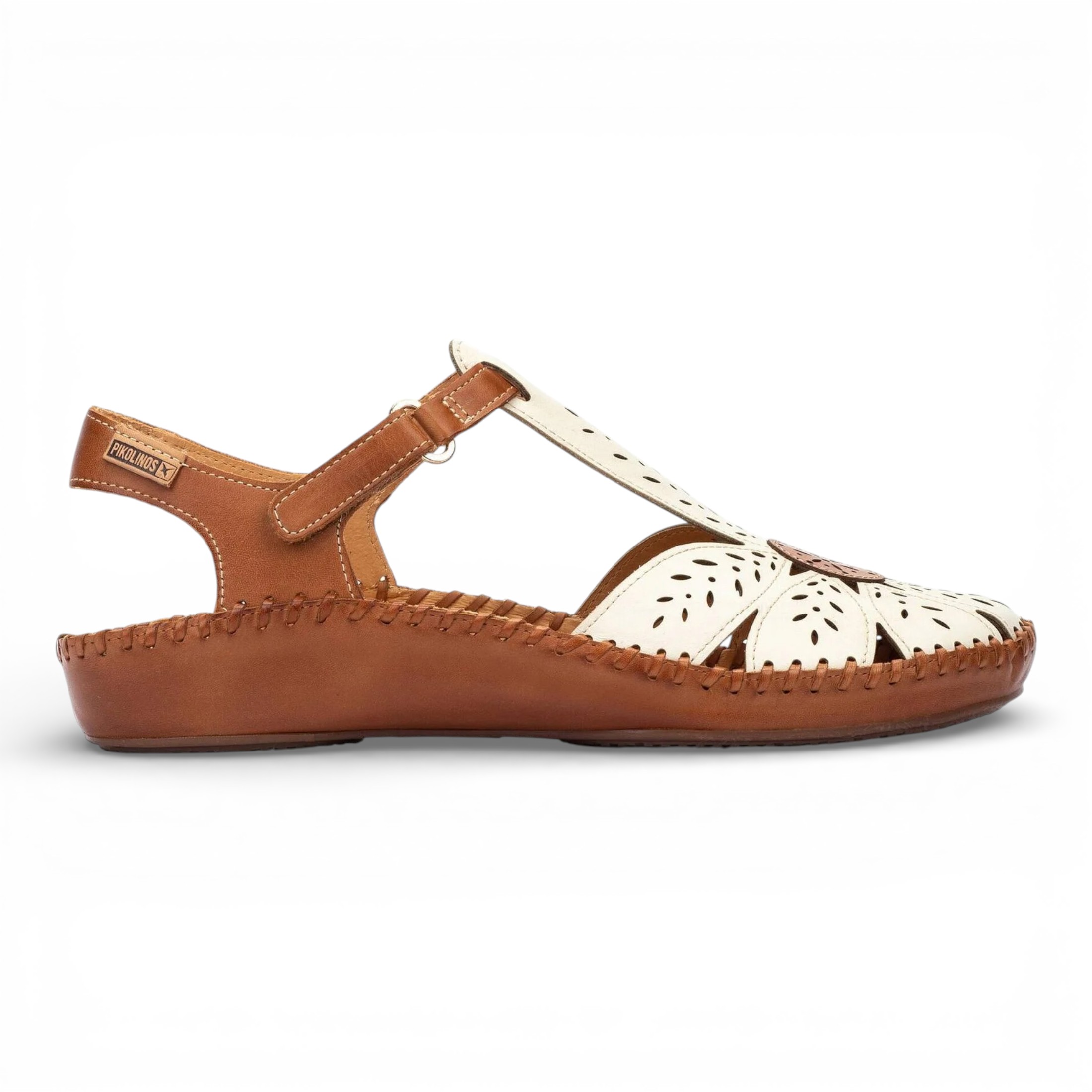 Pikolinos Women's   Tan Cream Leather Cushioned Wedge Sandal Shoes - P-Vallarta in Size 40, BrandAlley