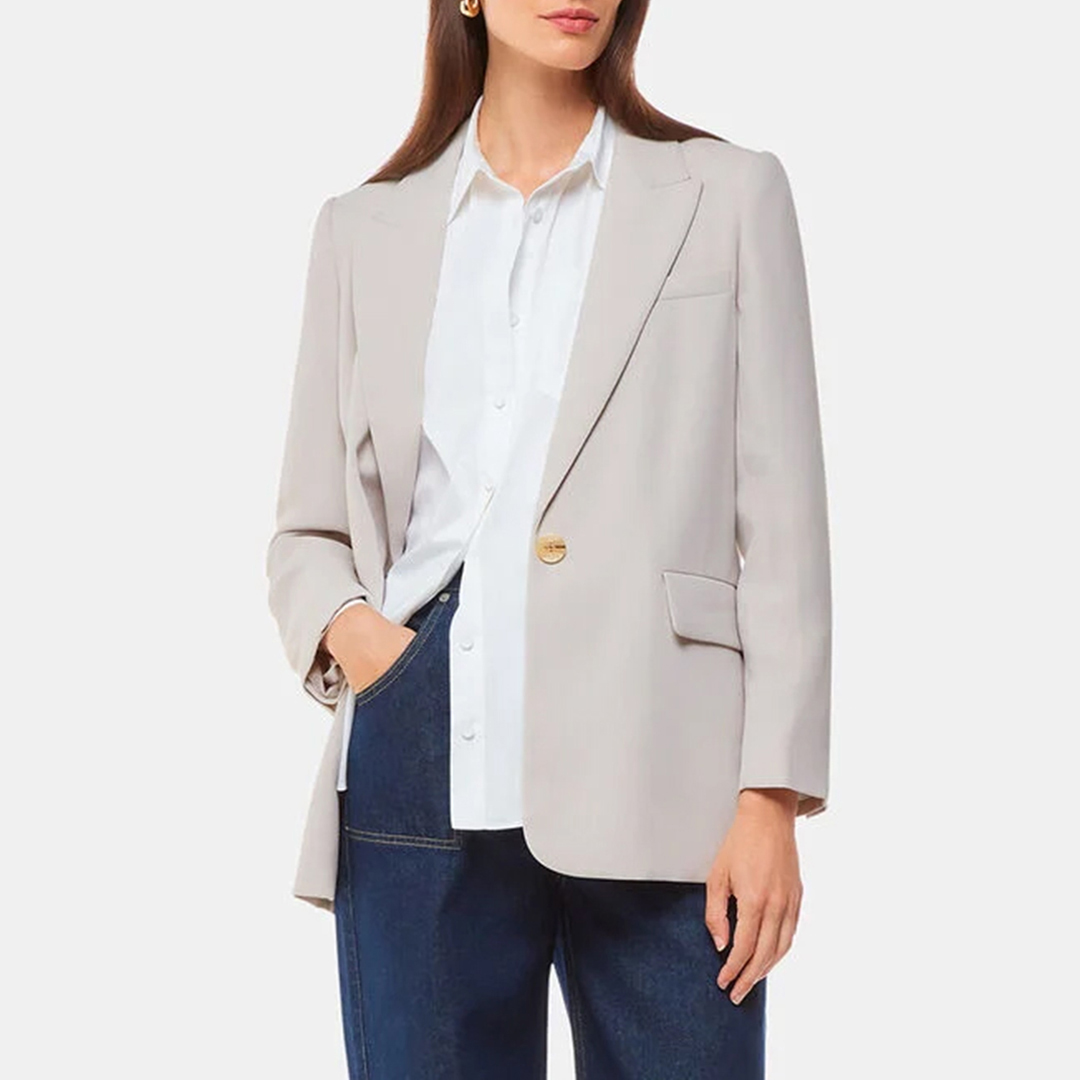 WHISTLES Women's   Beige Stone Crepe Boyfriend Blazer in Size 8, BrandAlley