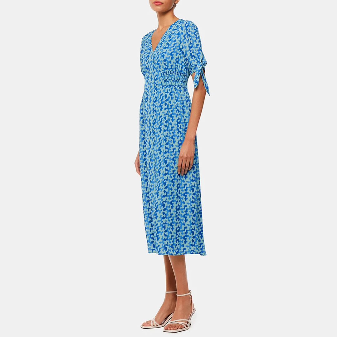 WHISTLES Women's  Blue Hazy Coral Midi Dress in Size 8, BrandAlley