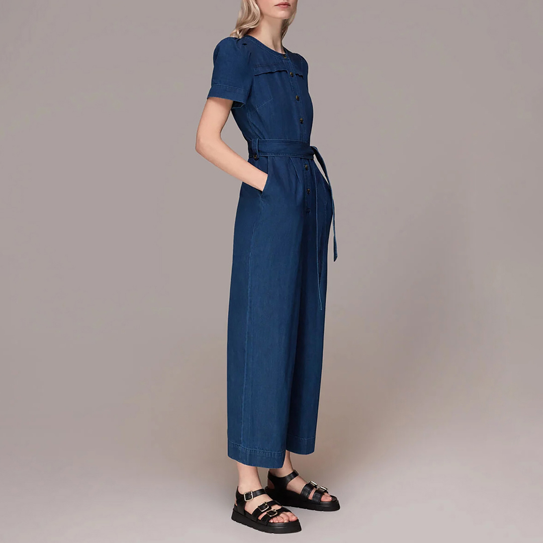 WHISTLES Women's  Blue Alana Denim Jumpsuit in Size 14, BrandAlley