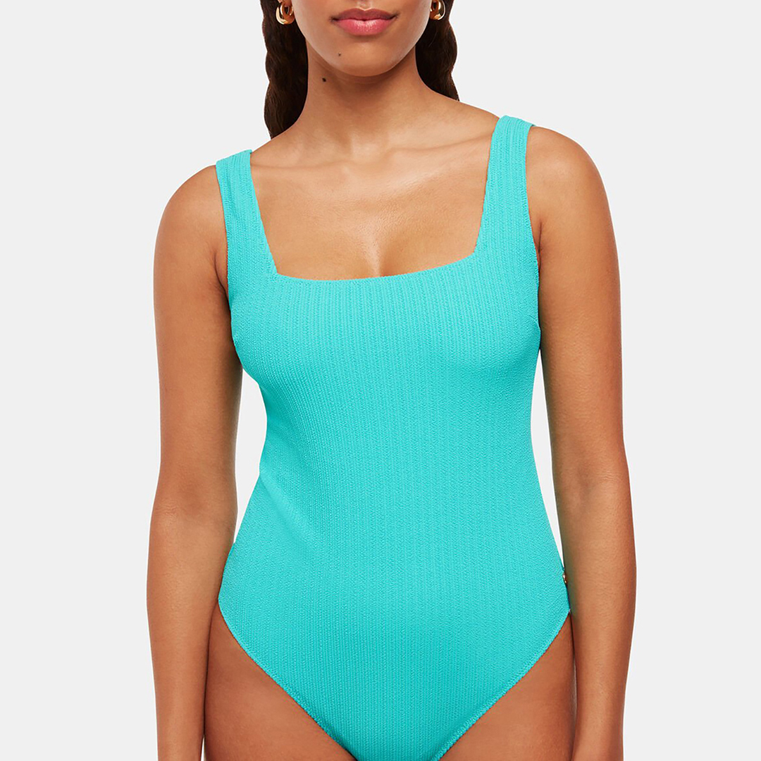 WHISTLES Women's   Blue Square Neck Swimsuit in Size 18, BrandAlley
