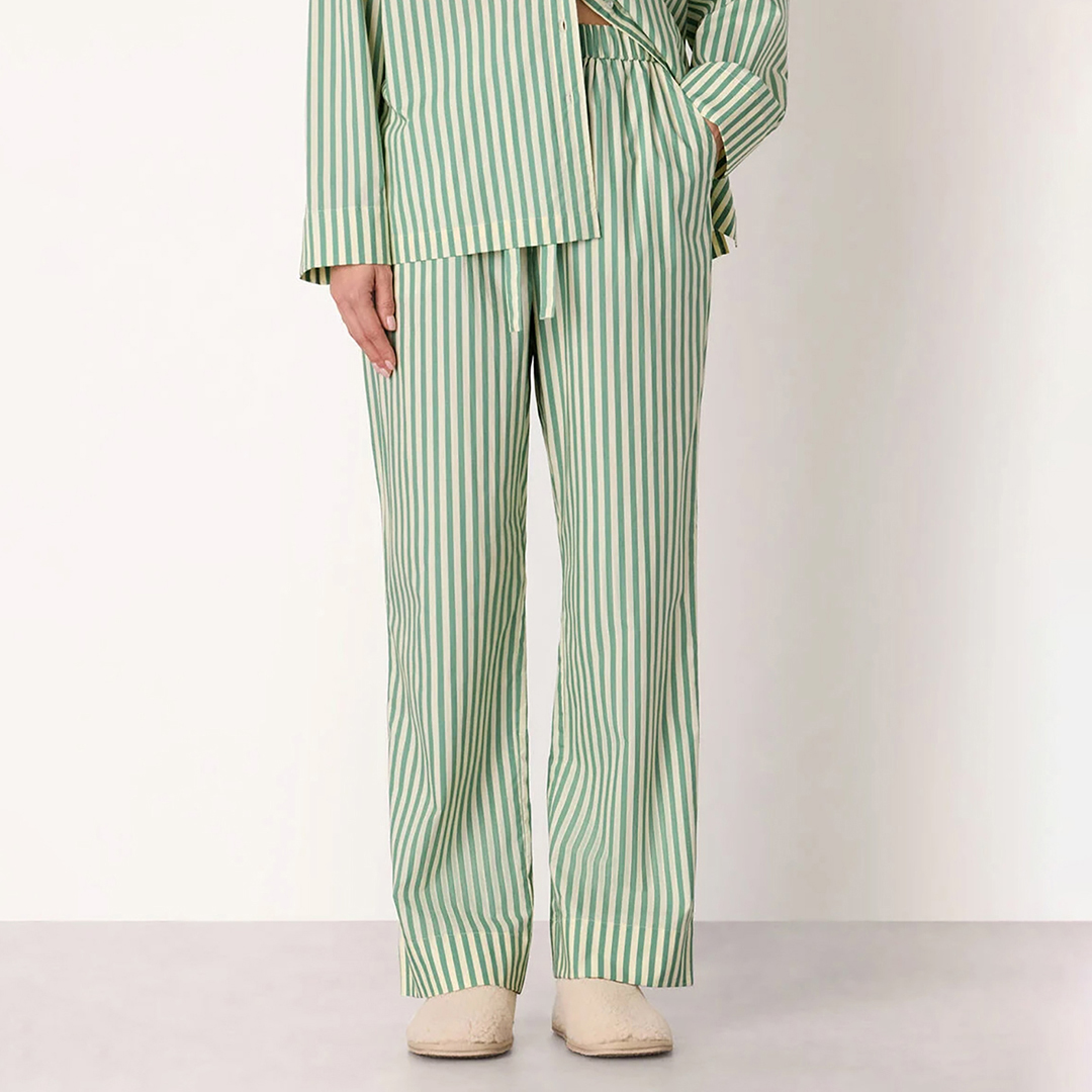 WHISTLES Women's    Green Cotton Stripe Pyjama Bottoms in Size L, BrandAlley