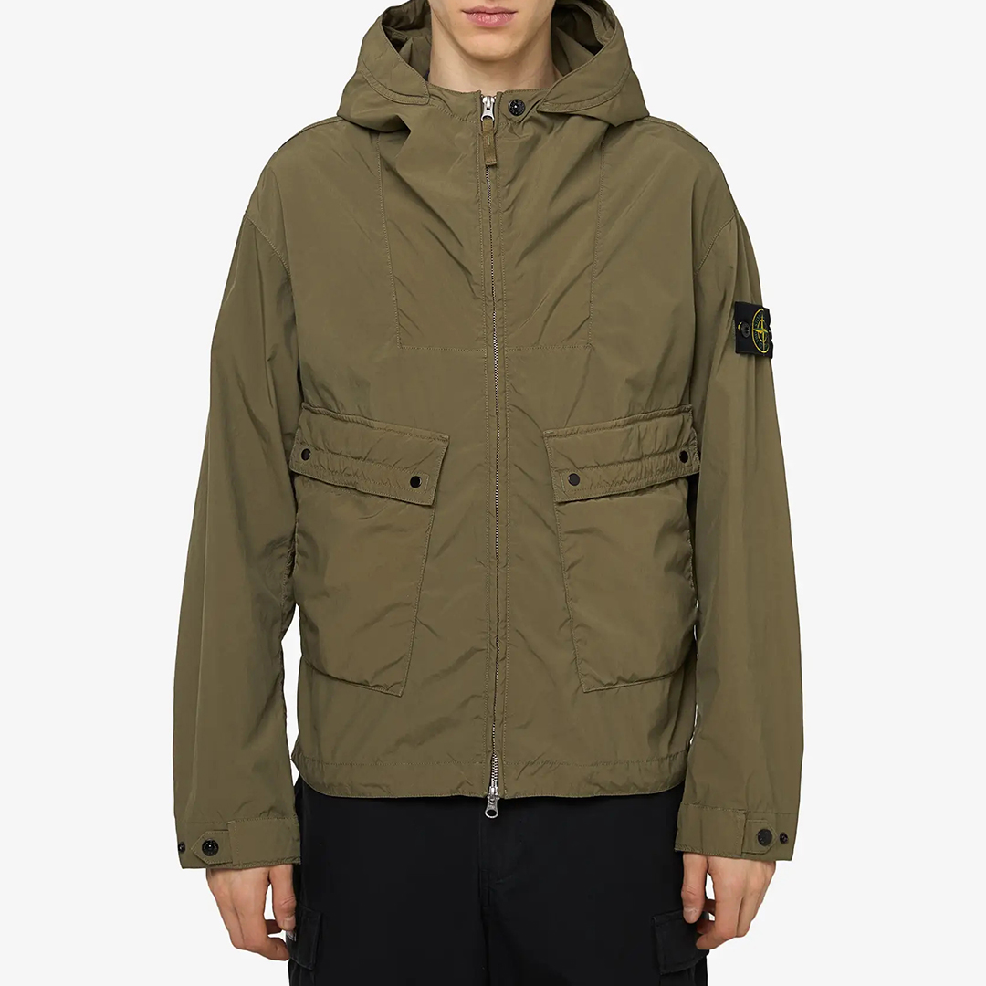 Stone Island Men's  Khaki Zip Through Rain Jacket in Size L, BrandAlley