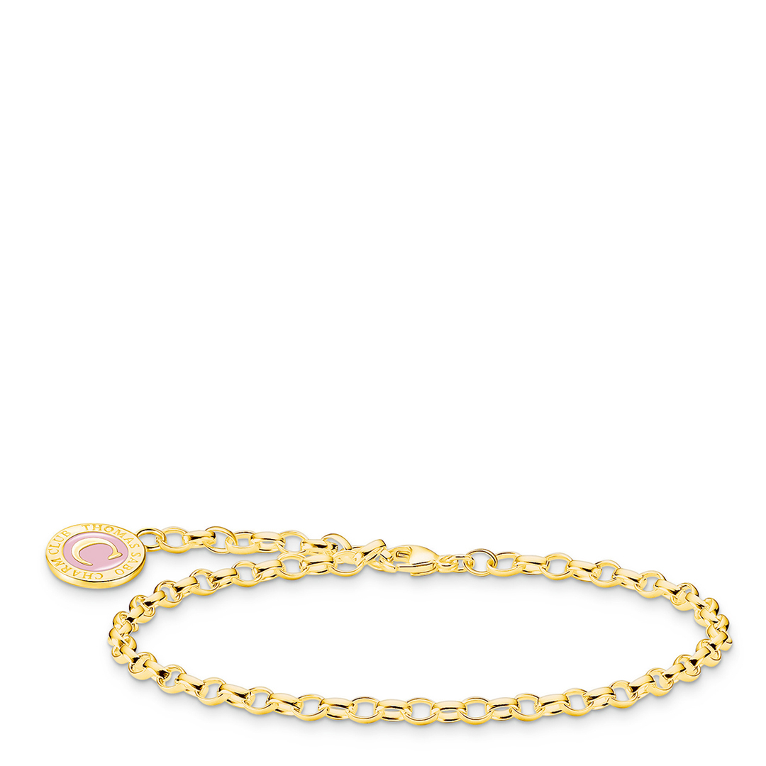 Thomas Sabo Women's  18K Yellow-Gold Plating & Pink Coin Charm Bracelet in Size 13, BrandAlley