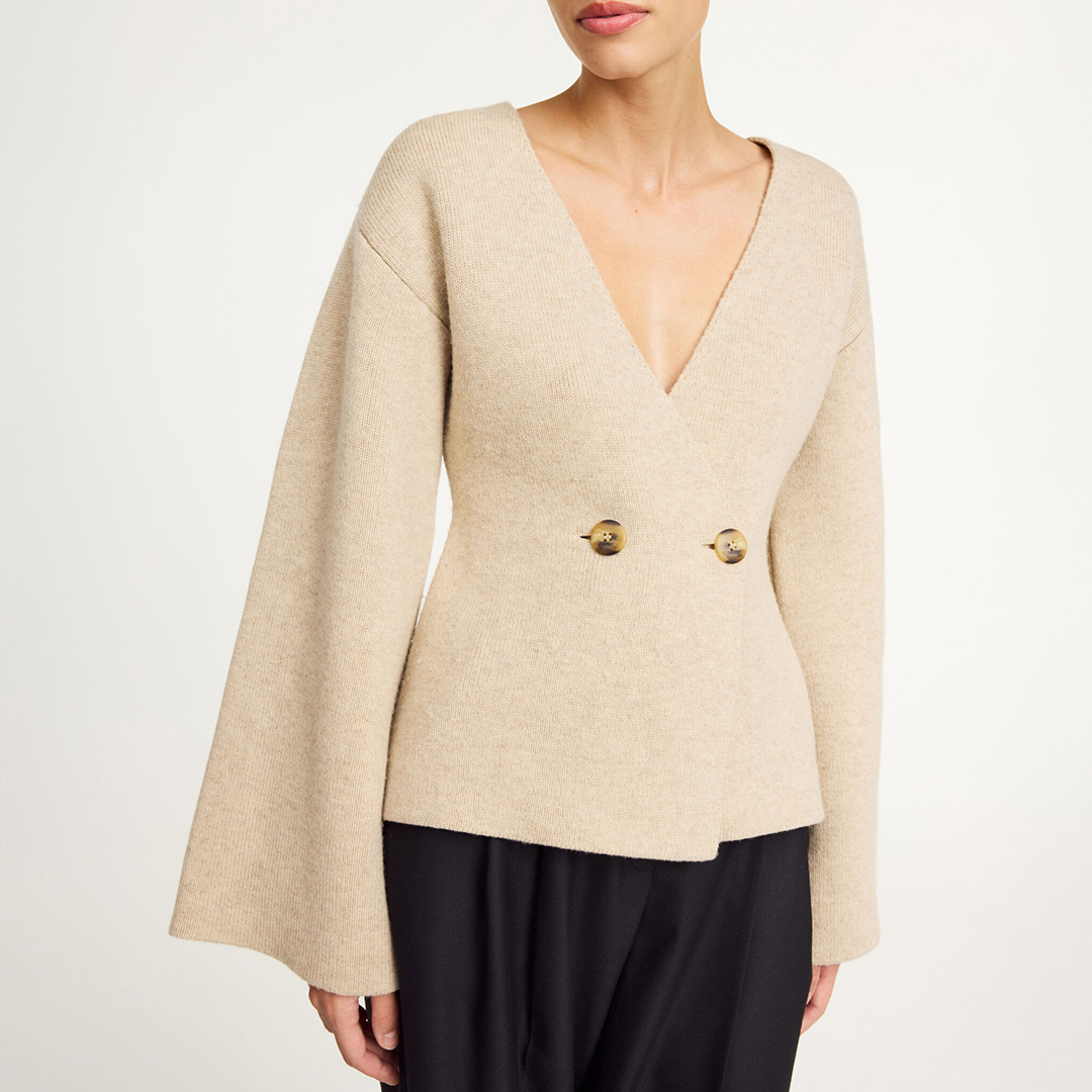 By Malene Birger Women's  Beige Tinley Wool Cardigan in Size XL, BrandAlley