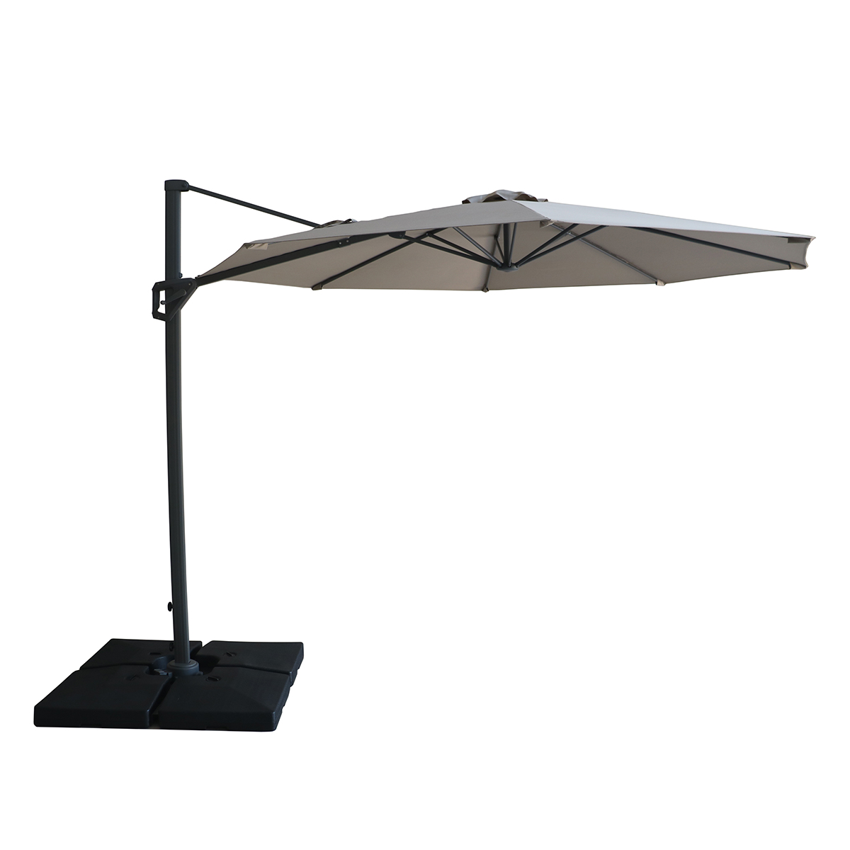 Maze    Black Helios 3M Round Rotating Cantilever Parasol With Base - Clay Beige in Size 3m, BrandAlley