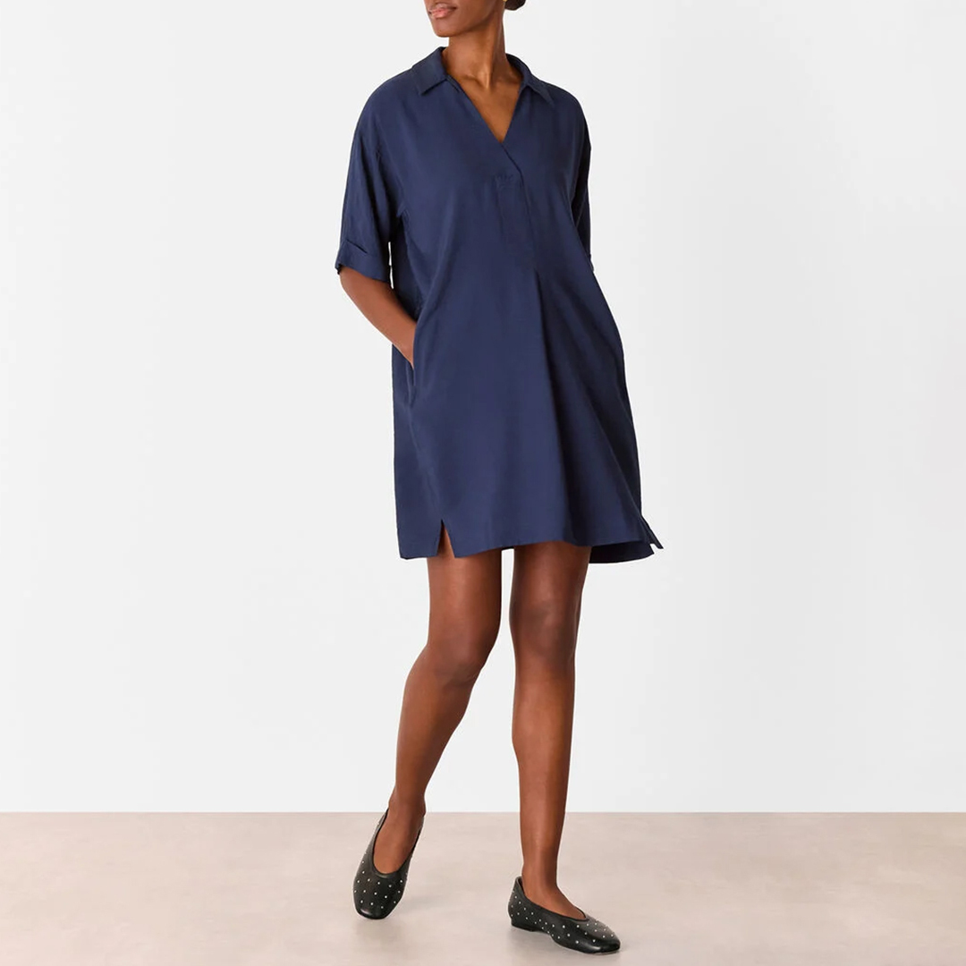 WHISTLES Women's  Navy Melanie Dress in Size 6, BrandAlley