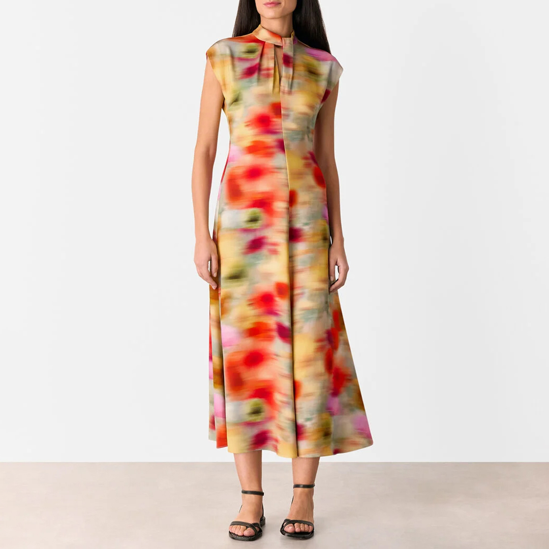 WHISTLES Women's    Photographic Flower Midi Dress in Size 6, BrandAlley