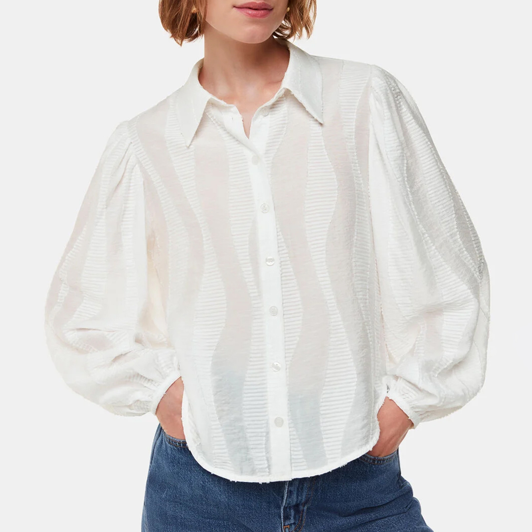 WHISTLES Women's   White Hannah Textured Shirt in Size 8, BrandAlley