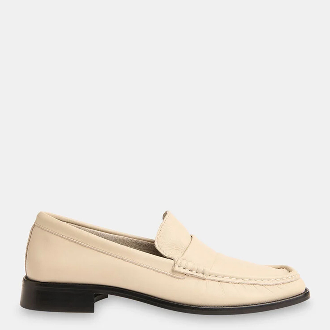 WHISTLES Women's   White Cream Mora Square Toe Loafers in Size 38, BrandAlley