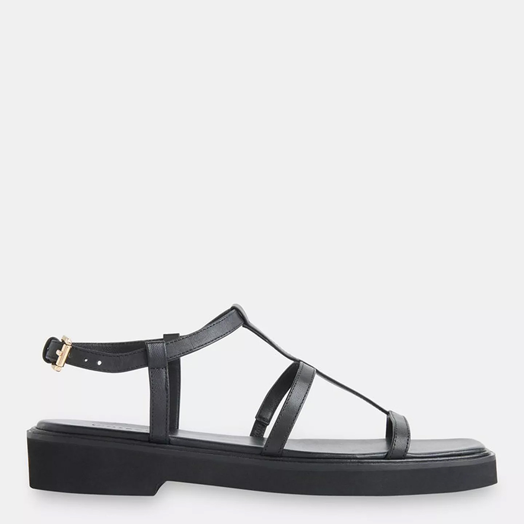 WHISTLES Women's   Black Dora Caged Square Toe Sandals in Size 38, BrandAlley