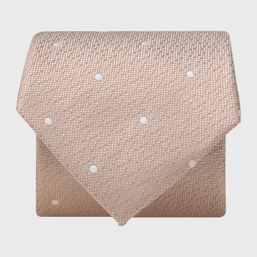 Brook Taverner Men's  Champagne Textured Polka Dot Silk Tie , BrandAlley
