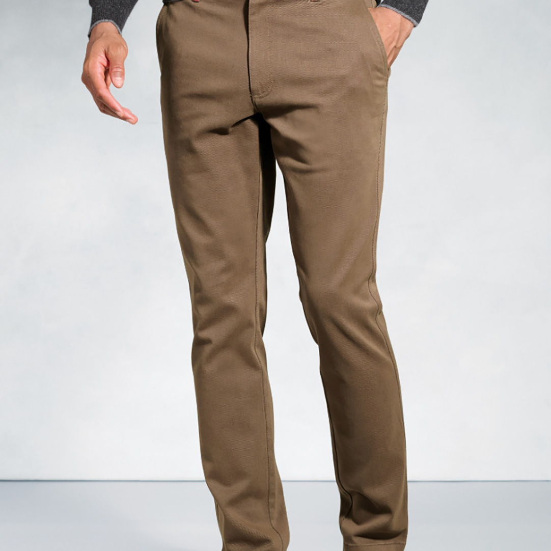 Brook Taverner Men's  Tailored Fit Seychelles Sand Cotton Blend Twill Trousers in Size 42L, BrandAlley
