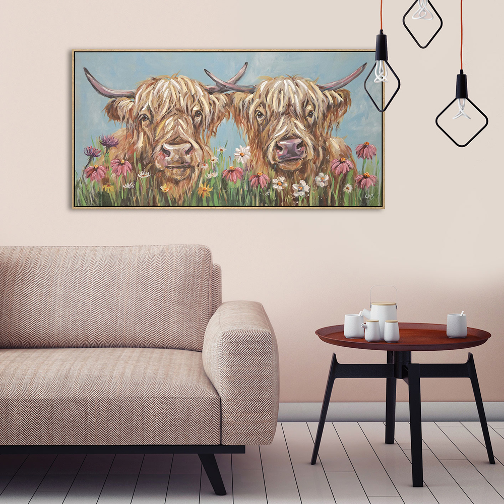 Louise Brown   'Tilly and Milly' Framed Hand Painted Canvas 50x100cms , BrandAlley