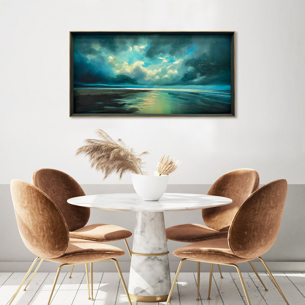 The Art Group   Jago Thomas 'Seashore Storm' Framed Hand Painted Canvas 50x100cms , BrandAlley
