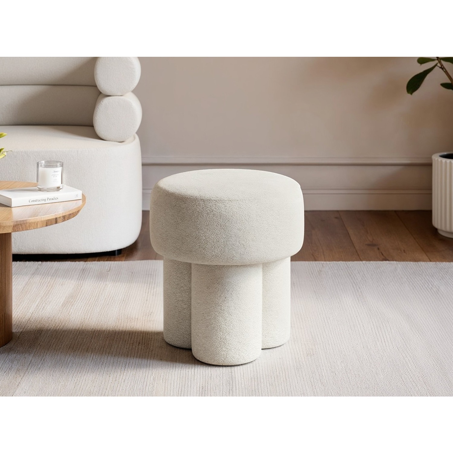 Solace+Co    Beige Ferro High Pouffe Fabric in Size Small, BrandAlley
