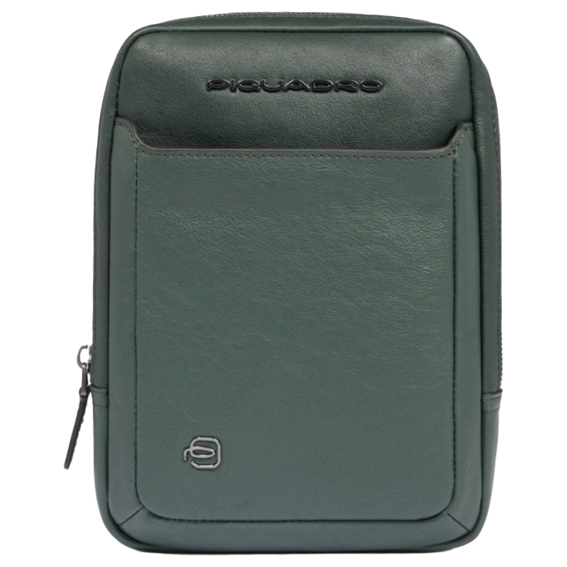 Piquadro Men's    Black Square Crossbody Bag Green , BrandAlley