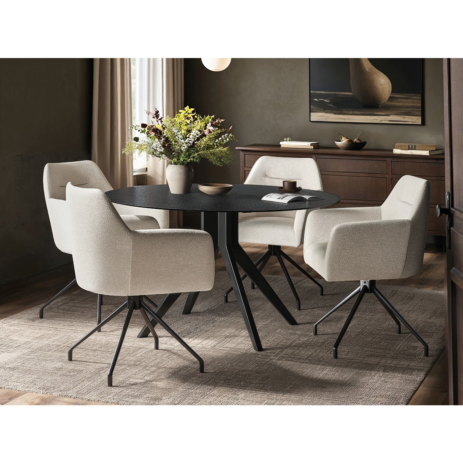 Solace+Co     Emil Round Glass Dining Table With Isla Chairs Set, BrandAlley