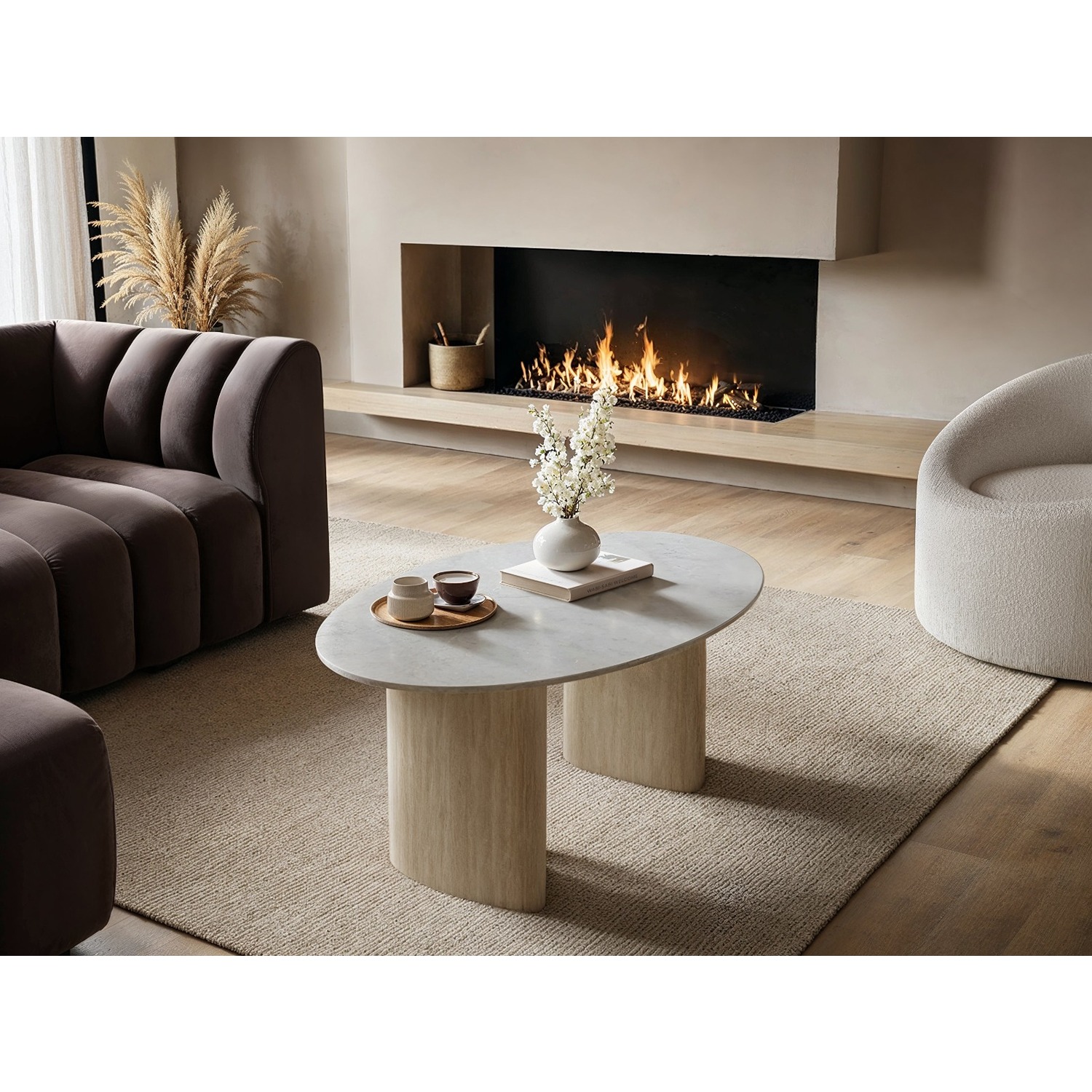 Solace+Co    Beige Elin Sintered Stone Effect Coffee Table, BrandAlley