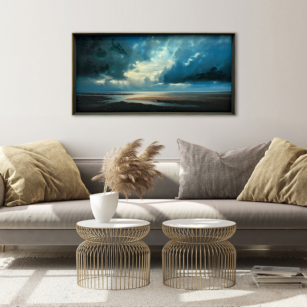 The Art Group   Jago Thomas 'Seashore Storm' Clouds II' Framed textured Hand Painted Canvas 50x100cms , BrandAlley