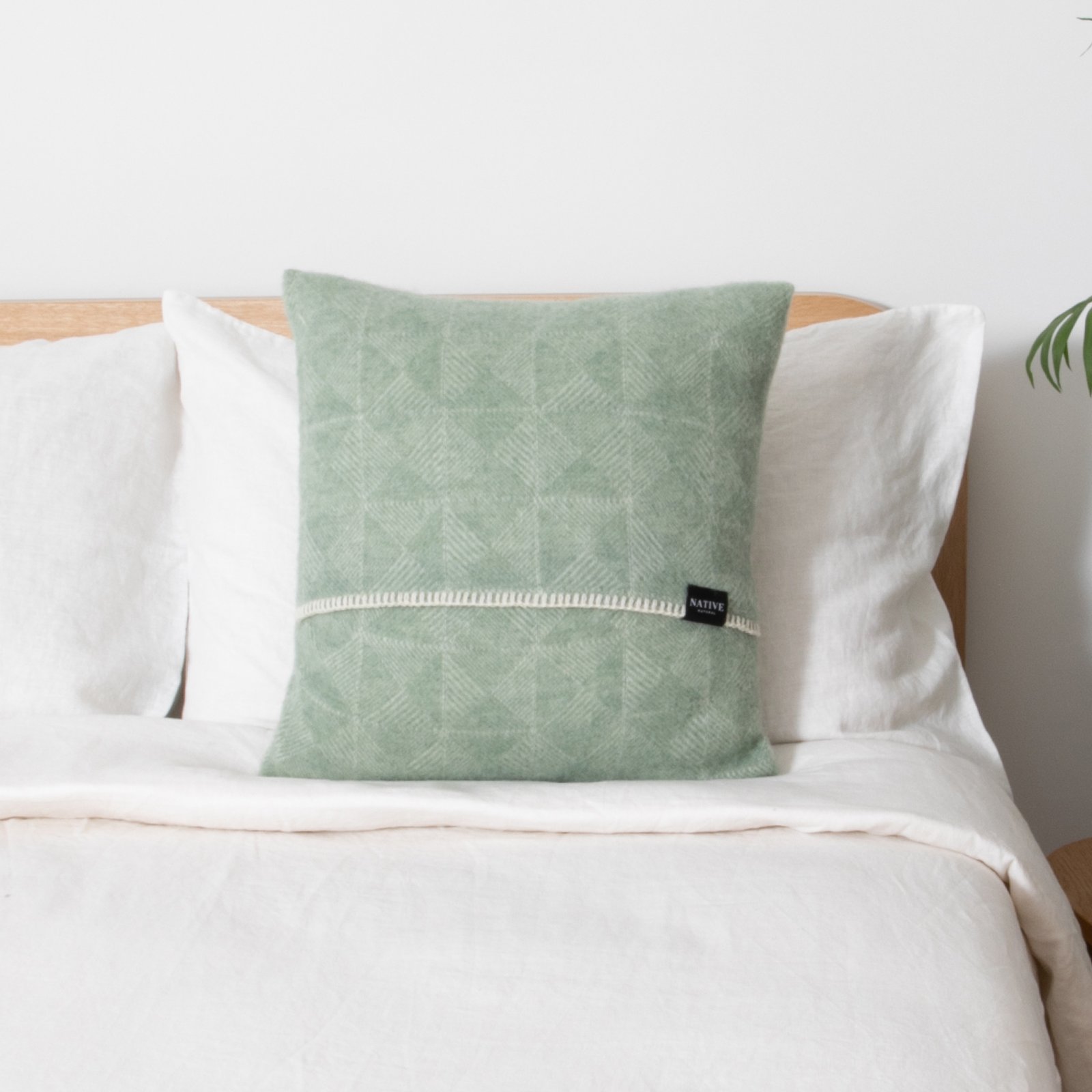 Native   Diamond Green Wool Cushion 45x45cm in Size L, BrandAlley