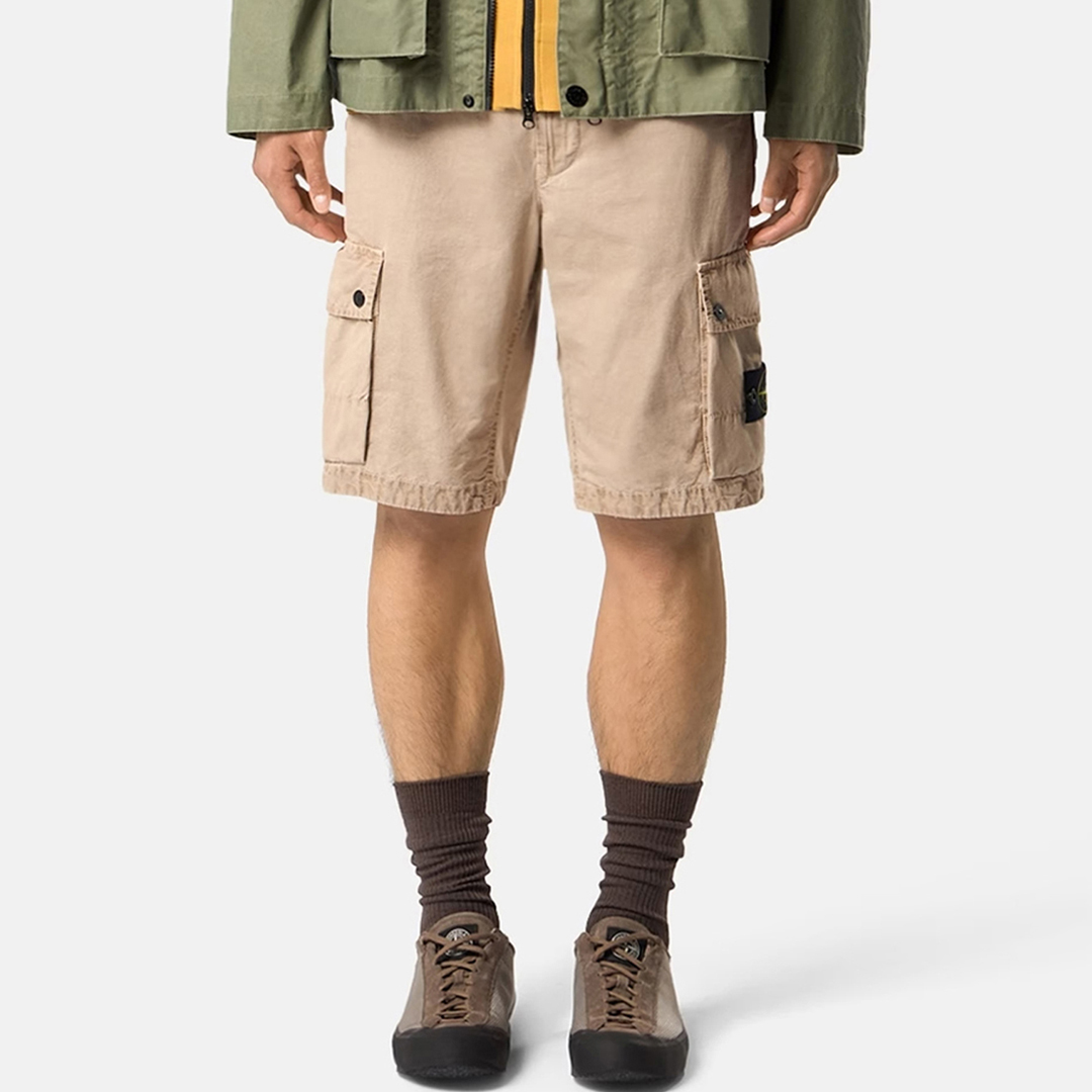 Stone Island Men's   Beige Sand Slim Fit Cargo Shorts in Size 31, BrandAlley