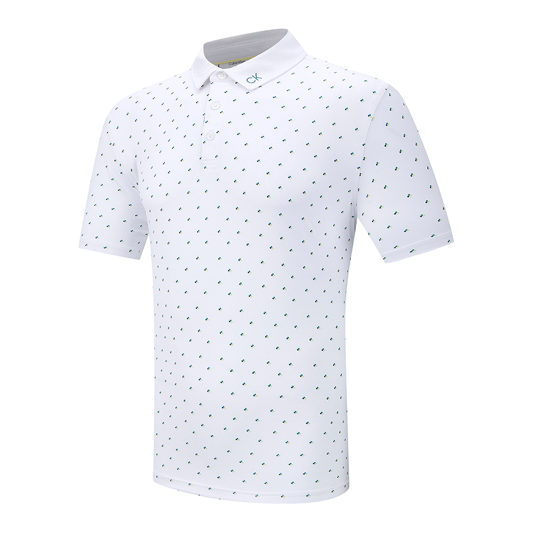 Calvin Klein Golf Men's  White Dot Print Stretch Polo Shirt in Size XL, BrandAlley