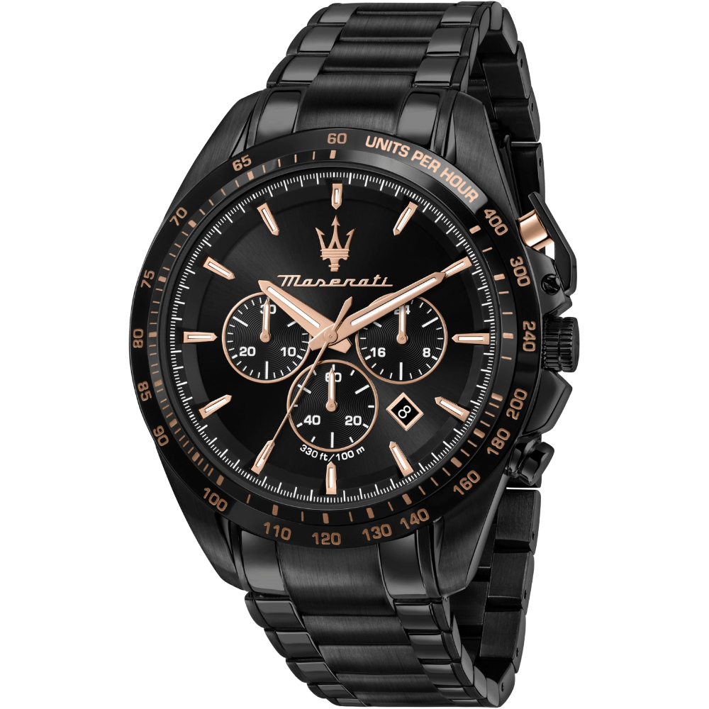 Maserati Men's   Black Traguardo R8873612048 Chronograph  Watch 45 Mm Dial , BrandAlley