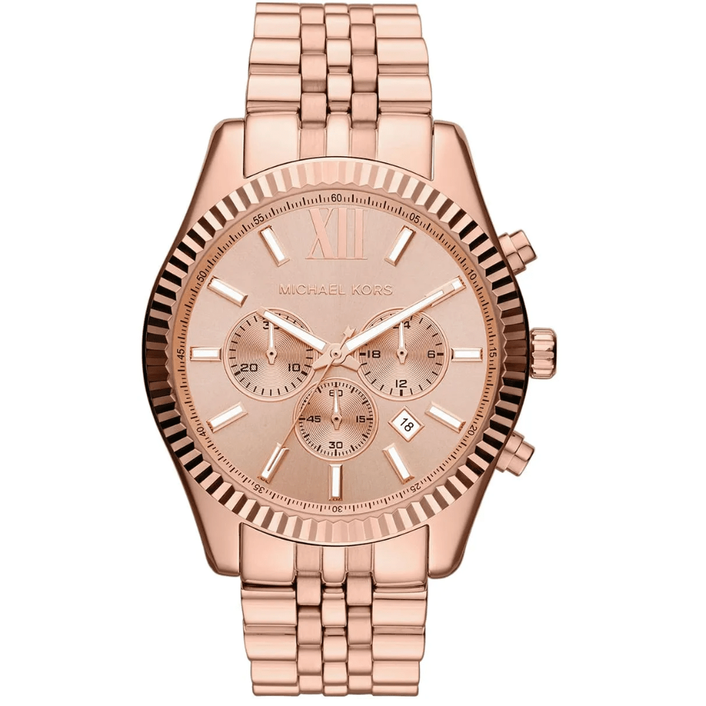 Michael Kors Men's   Pink Lexington Mk8319 Chronograph  Watch Rose Gold 45 Mm , BrandAlley