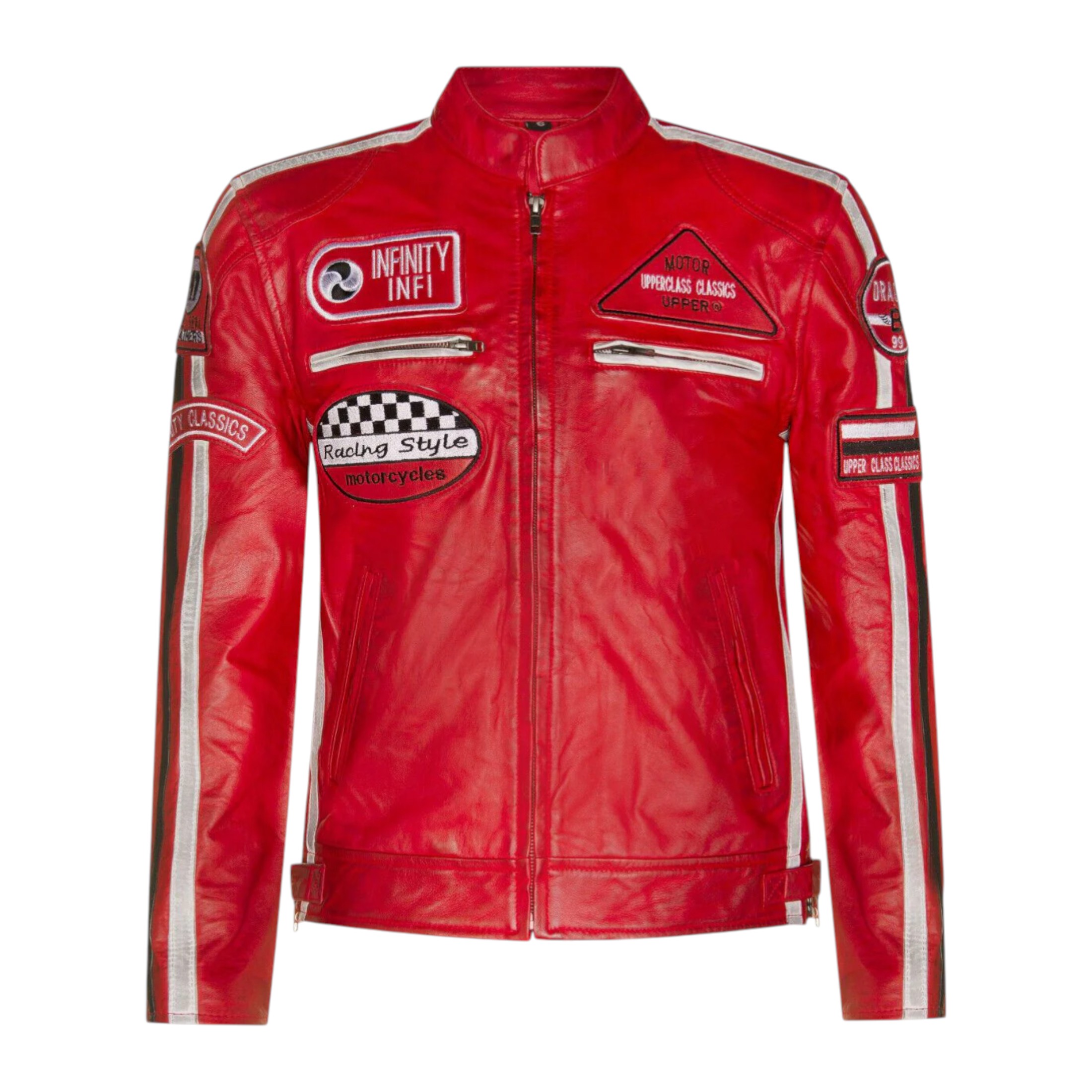 Infinity Leather Men's   Red  Versatile Leather Biker Jacket-Stone in Size 3XL, BrandAlley