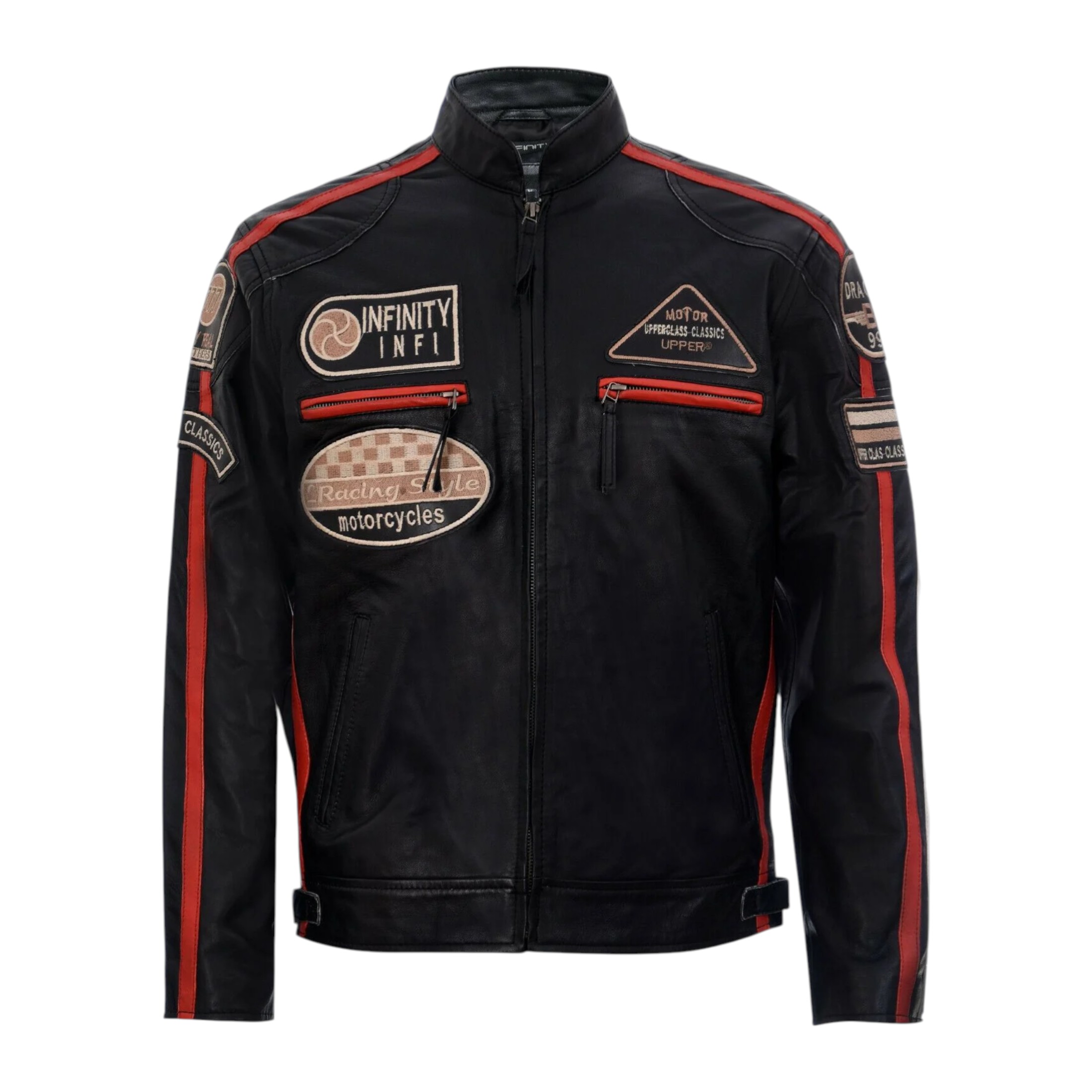 Infinity Leather Men's   Black  Versatile Leather Biker Jacket-Stone in Size 5XL, BrandAlley