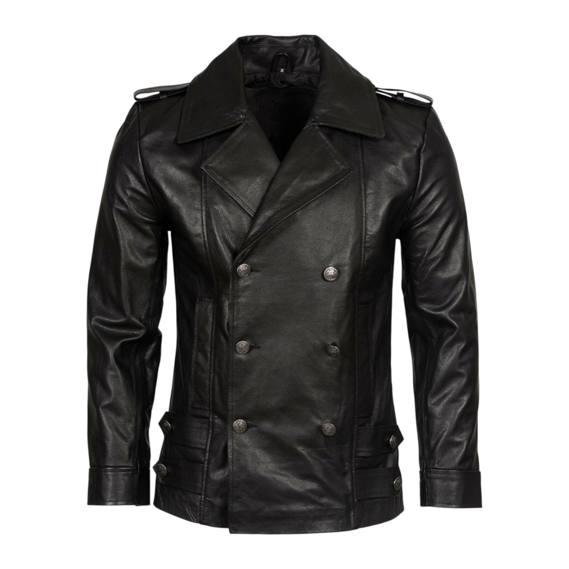 Infinity Leather Men's   Black  Leather Cowhide Overcoat-Enfield in Size S, BrandAlley