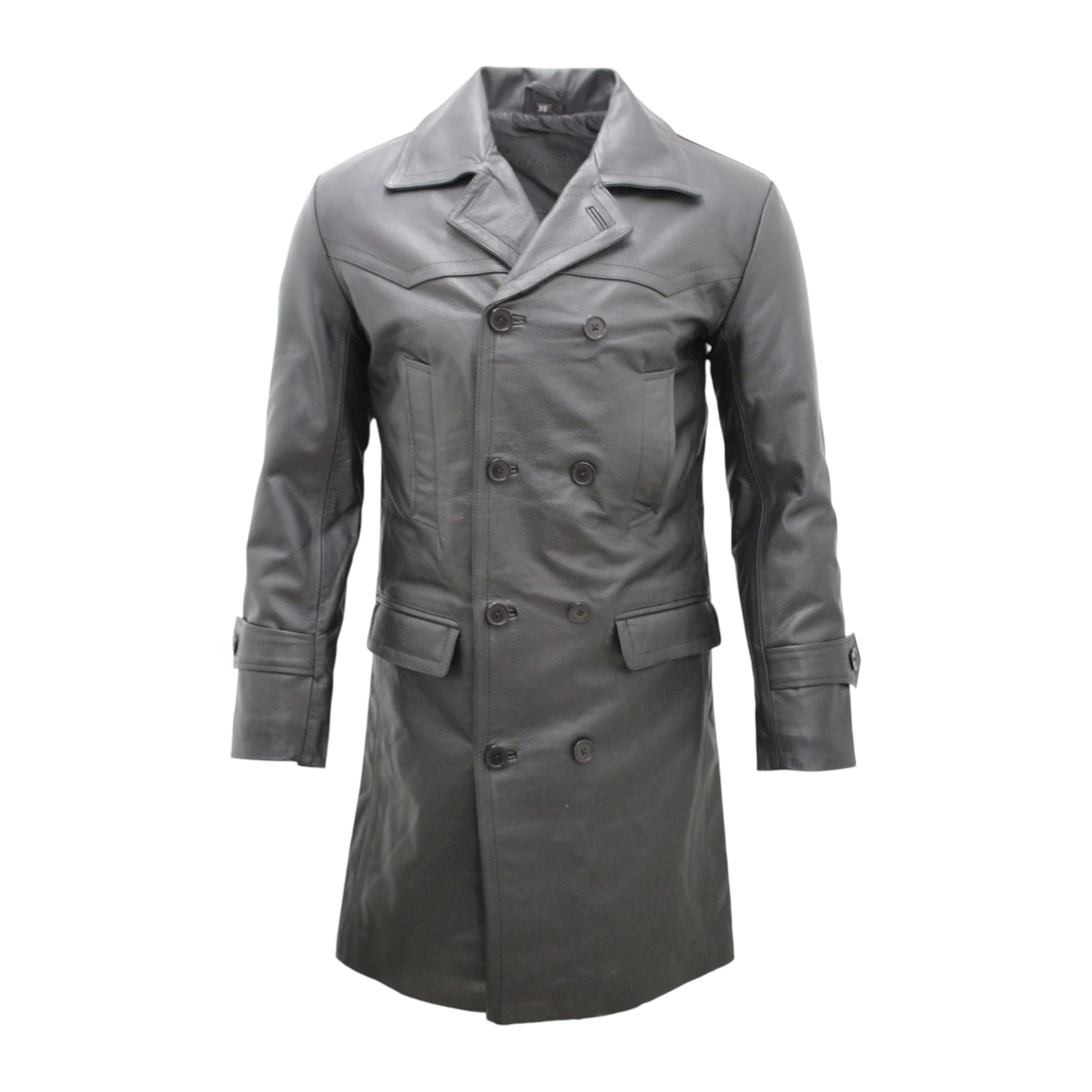 Infinity Leather Men's   3/4-Length Cowhide Black Leather Peacoat-Edmonton in Size XS, BrandAlley