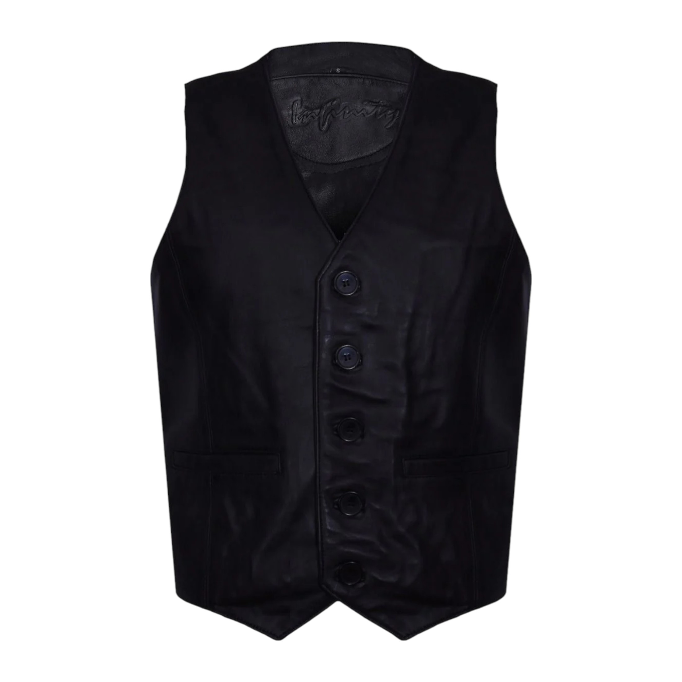 Infinity Leather Men's   Black  Classic Leather Waistcoat-Grantham in Size 5XL, BrandAlley