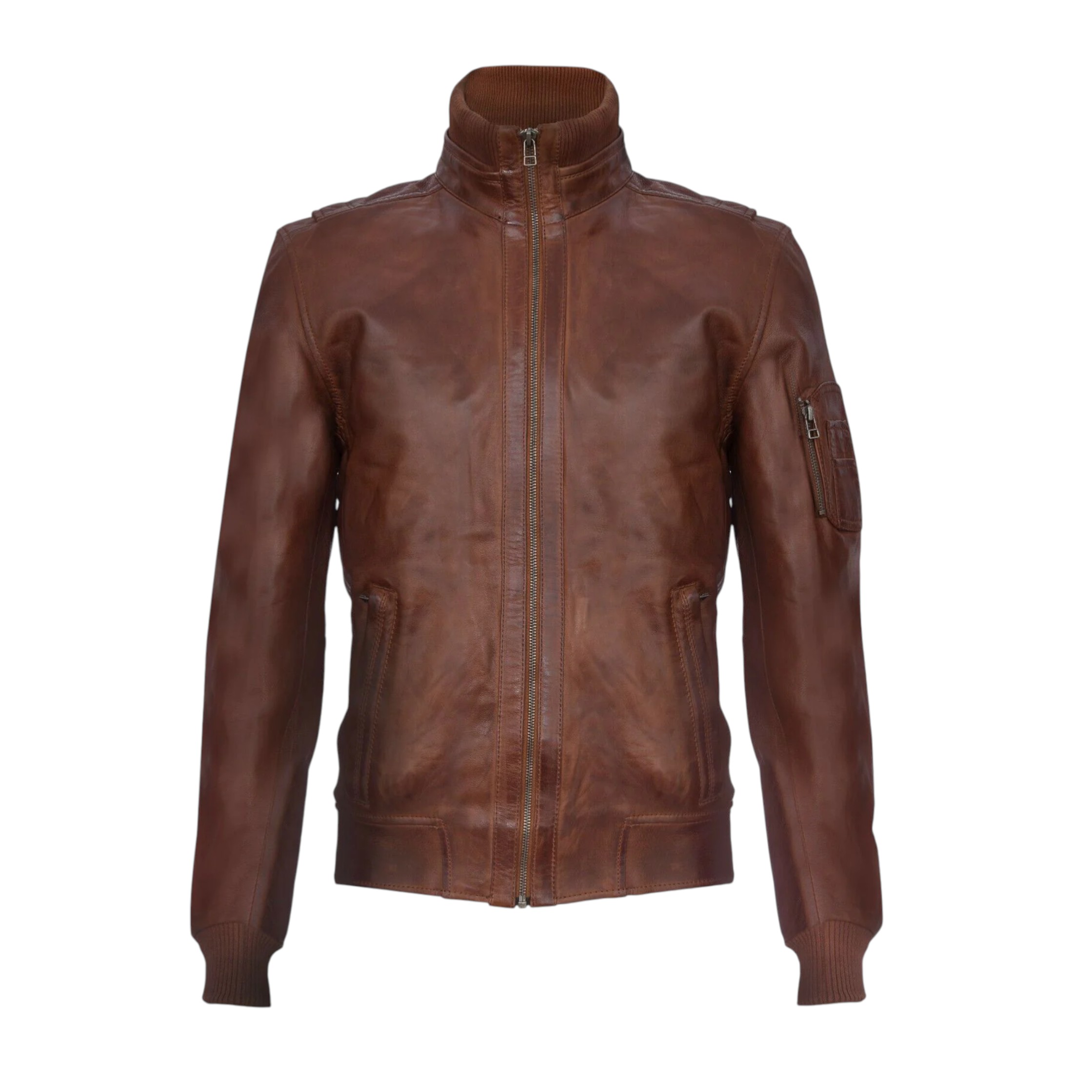 Infinity Leather Men's   Brown  Smart Tan Leather Varsity Bomber Jacket-Chesterfield in Size 3XL, BrandAlley