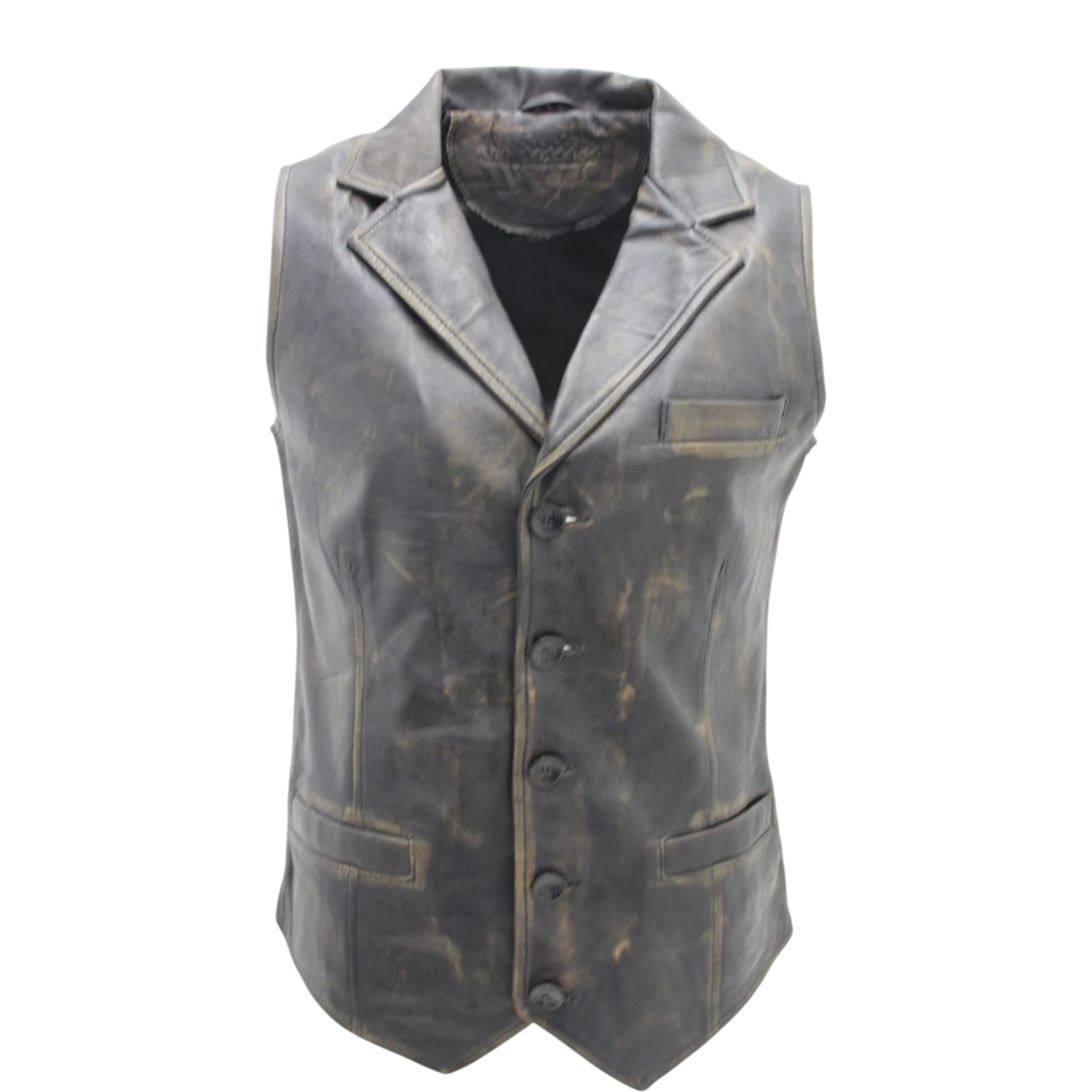 Infinity Leather Men's   Black  Classic Vintage Leather Waistcoat-Gosport in Size XL, BrandAlley