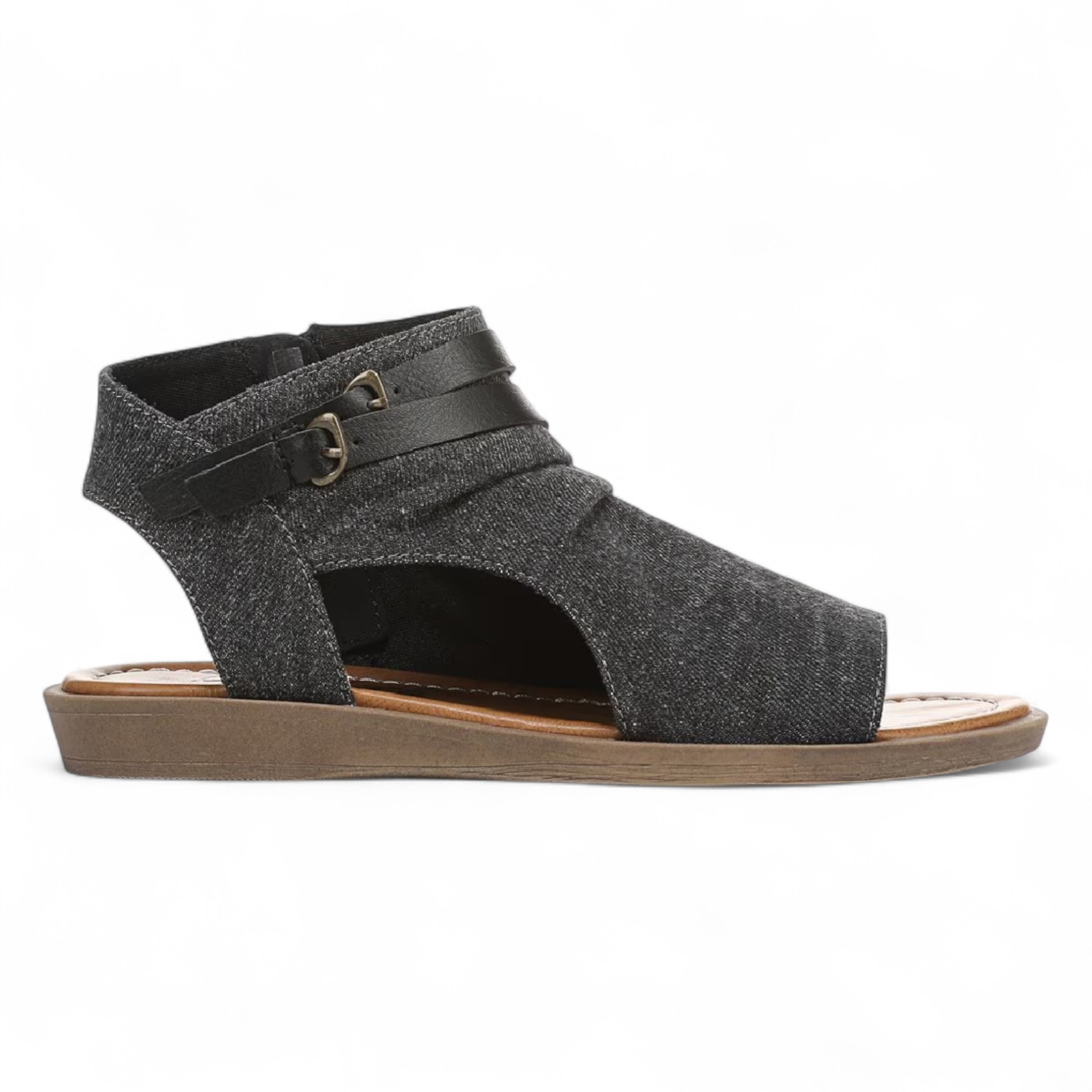 Blowfish Malibu Women's   Charcoal Strappy Low Wedge Sandals - Denver in Size 40.5, BrandAlley