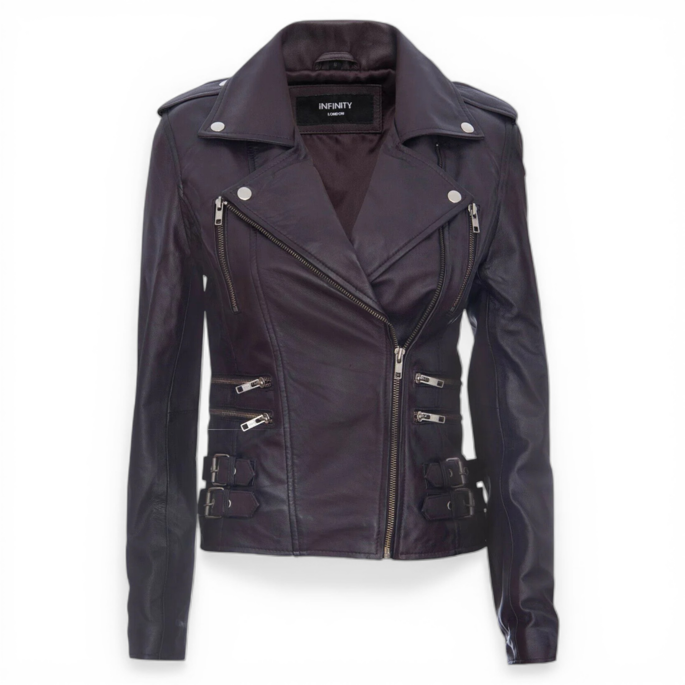Infinity Leather Women's   Purple Leather Brando Biker Jacket-Loddon in Size 2XL, BrandAlley
