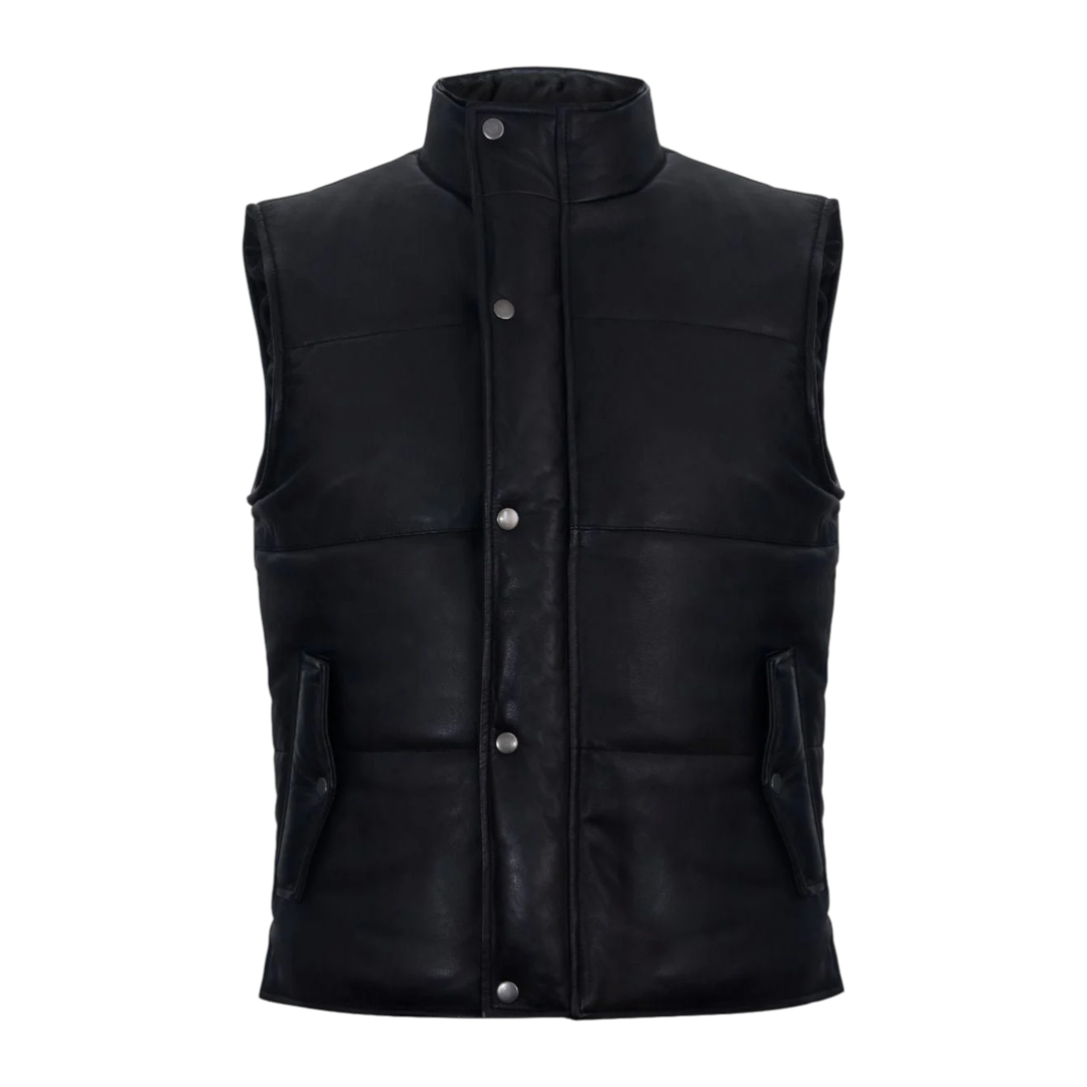 Infinity Leather Men's   Classic Black Leather Puffer Waistcoat-Gateshead in Size S, BrandAlley