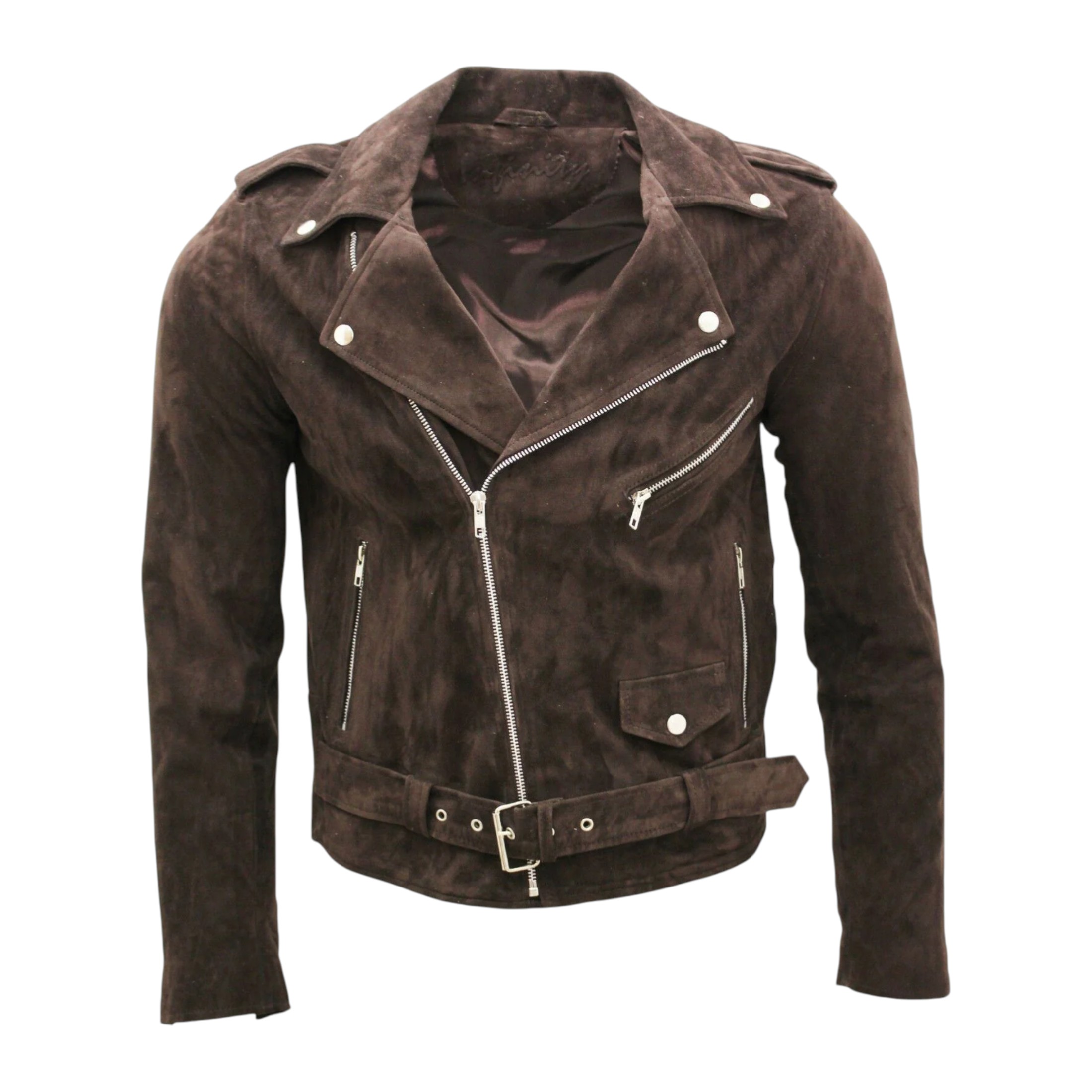 Infinity Leather Men's   Brown  Suede Leather Brando Biker Jacket-Stratford in Size S, BrandAlley