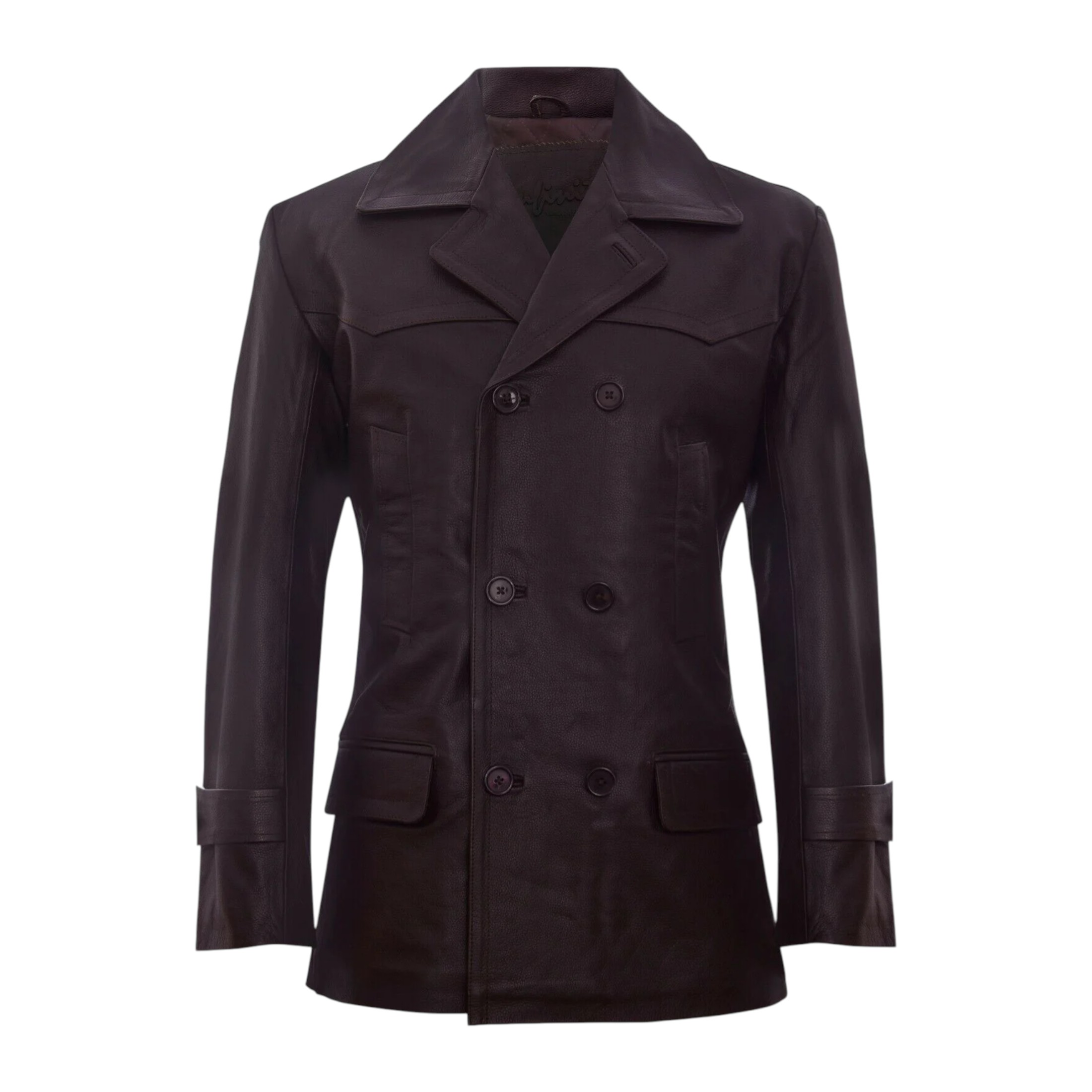 Infinity Leather Men's   Brown  Leather Cowhide German Peacoat-Epping in Size 4XL, BrandAlley